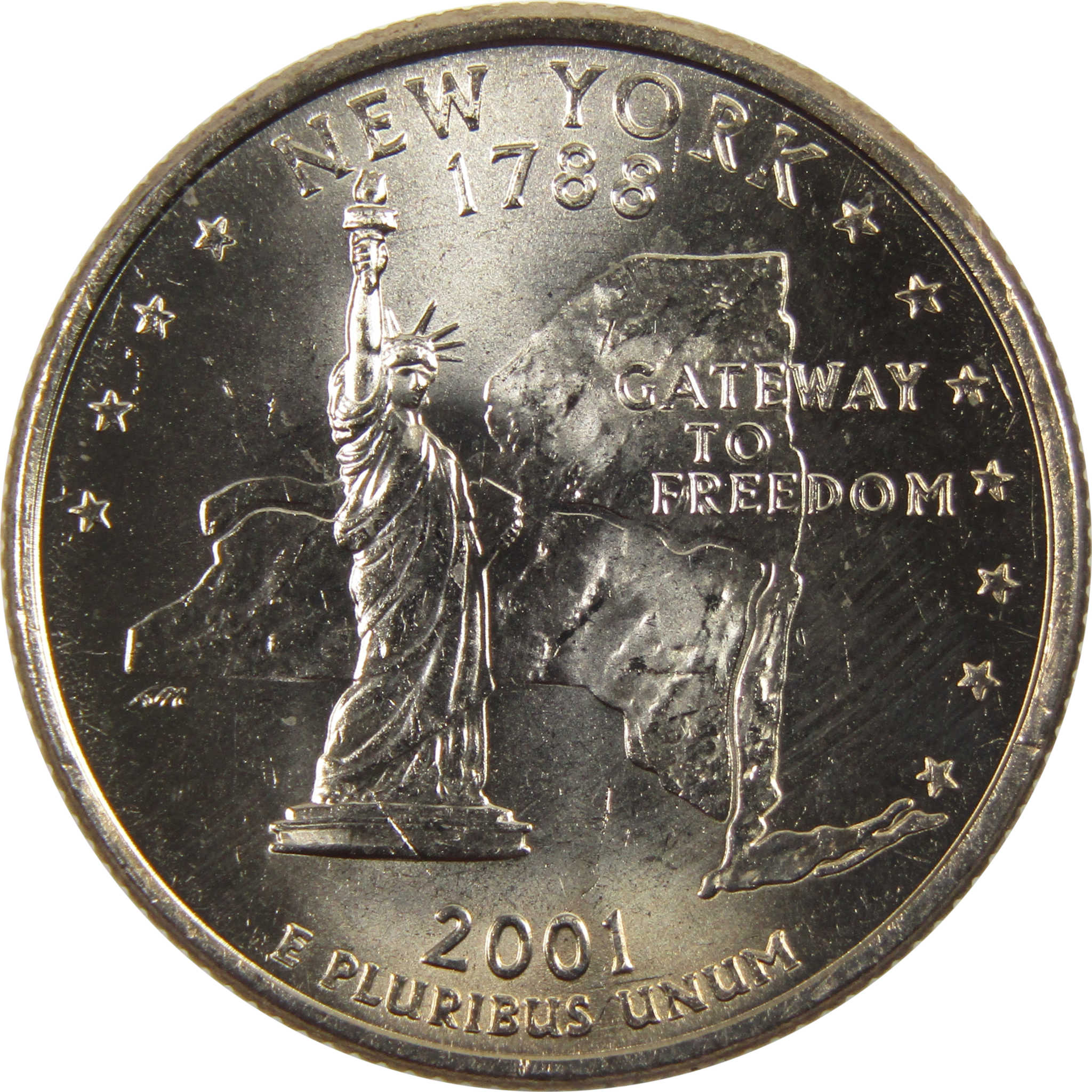 2001 P New York State Quarter BU Uncirculated Clad 25c Coin