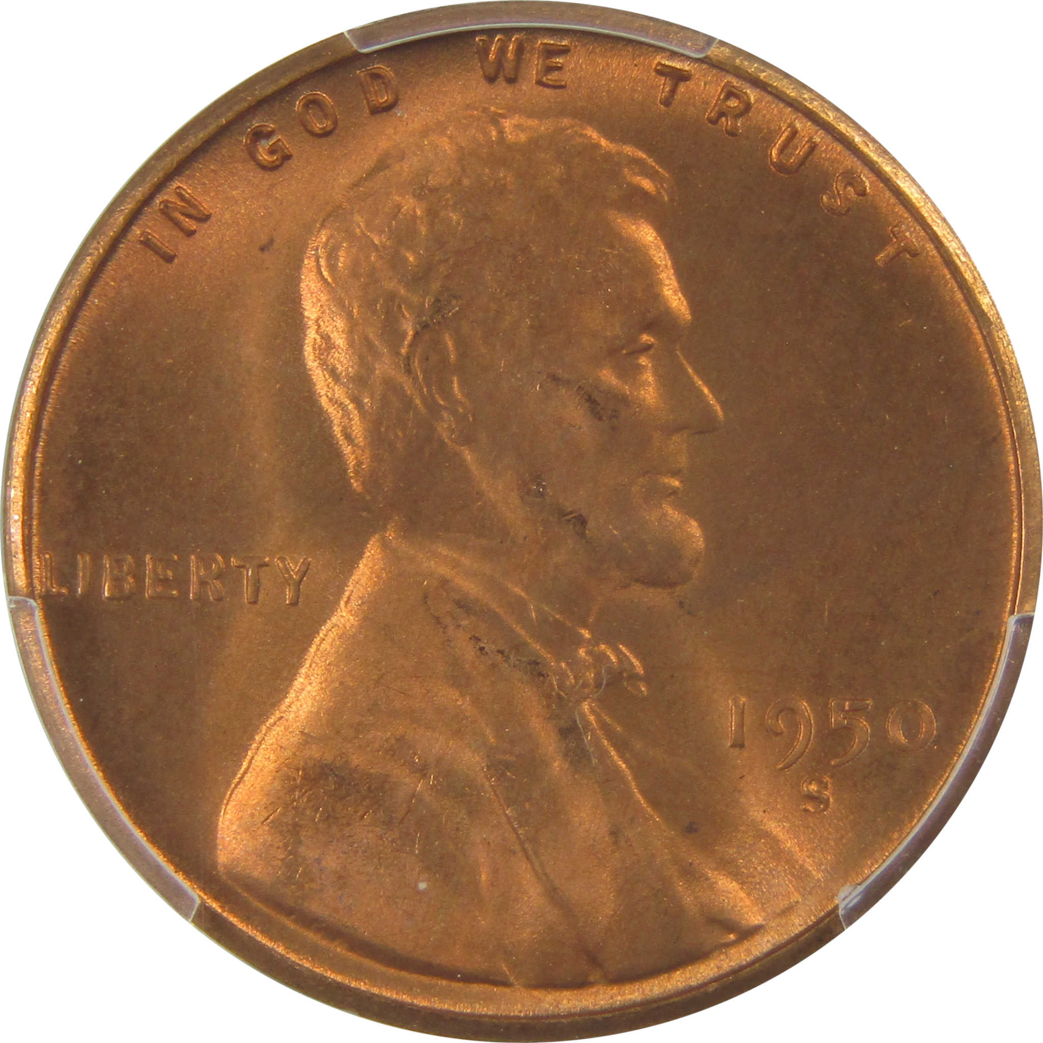 1950 S Lincoln Wheat Cent MS 66 RD PCGS Penny Uncirculated SKU:I22404