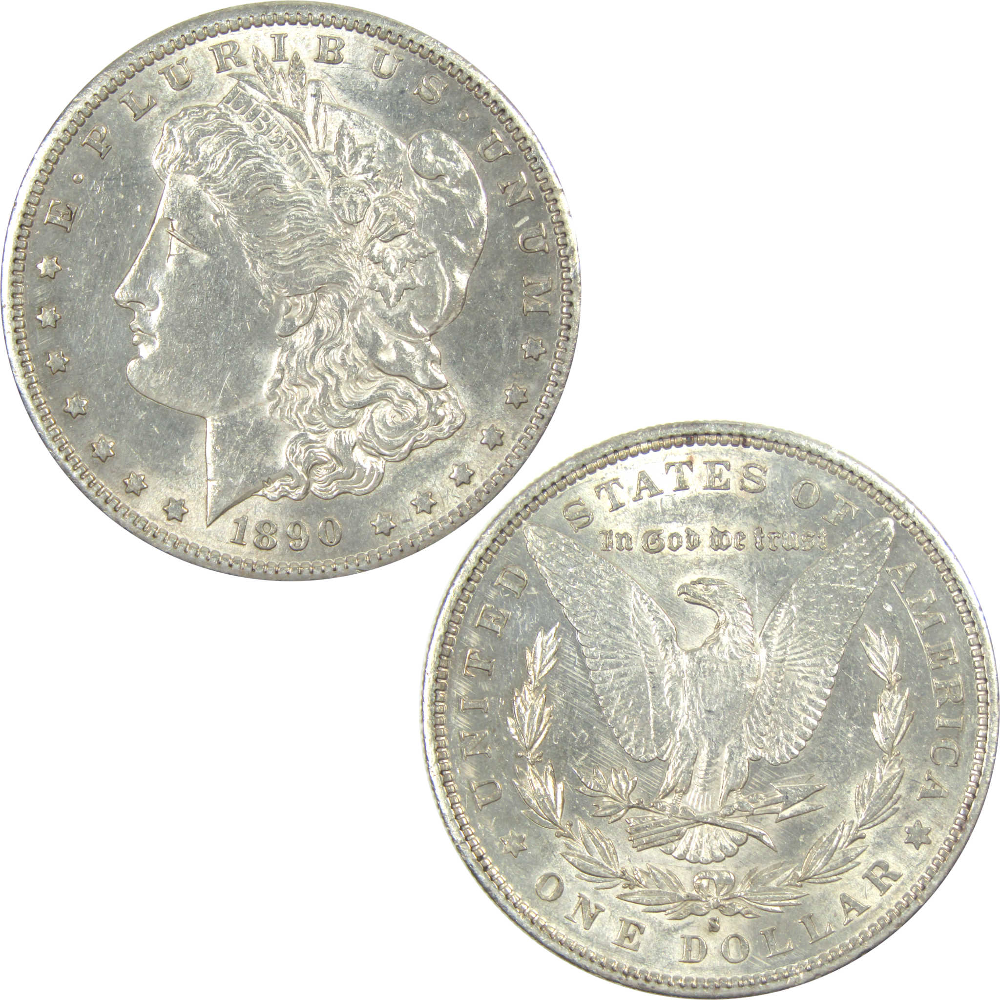 1890 S Morgan Dollar AU About Uncirculated Silver $1 Coin SKU:I15587 - Morgan coin - Morgan silver dollar - Morgan silver dollar for sale - Profile Coins &amp; Collectibles