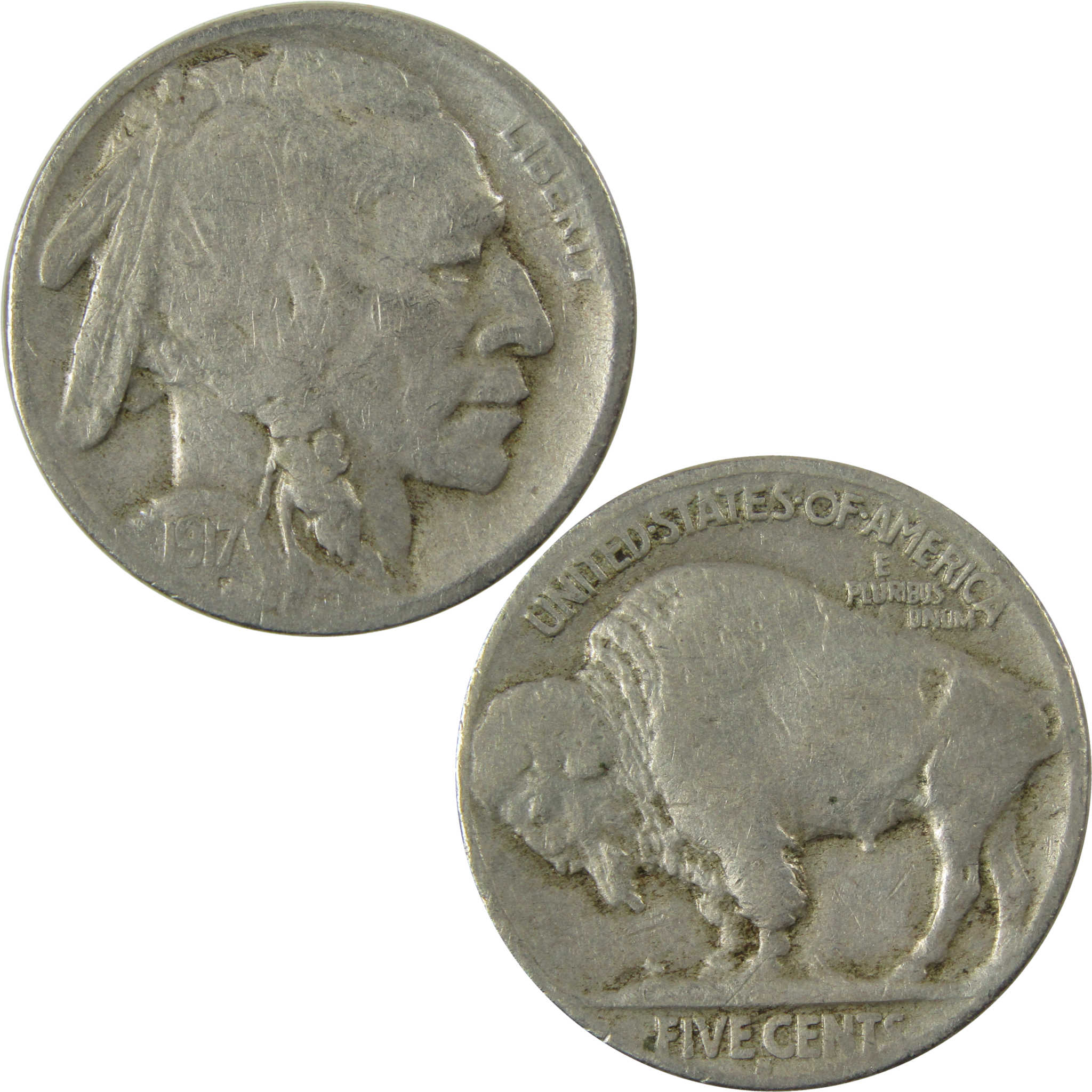 1917 S Indian Head Buffalo Nickel F Fine 5c Coin SKU:I28123