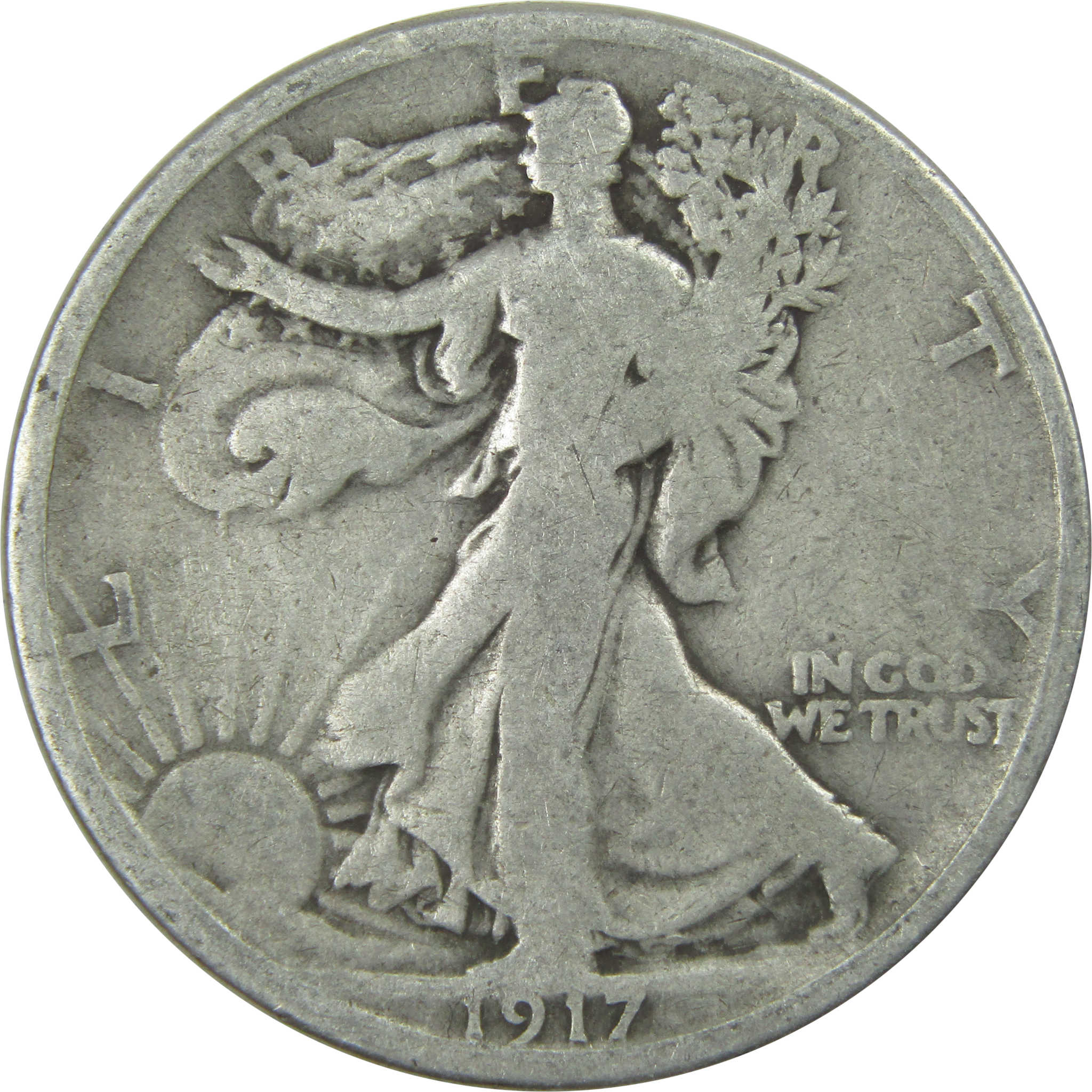 1917 S Reverse Liberty Walking Half Dollar VG Very Good SKU:I15266