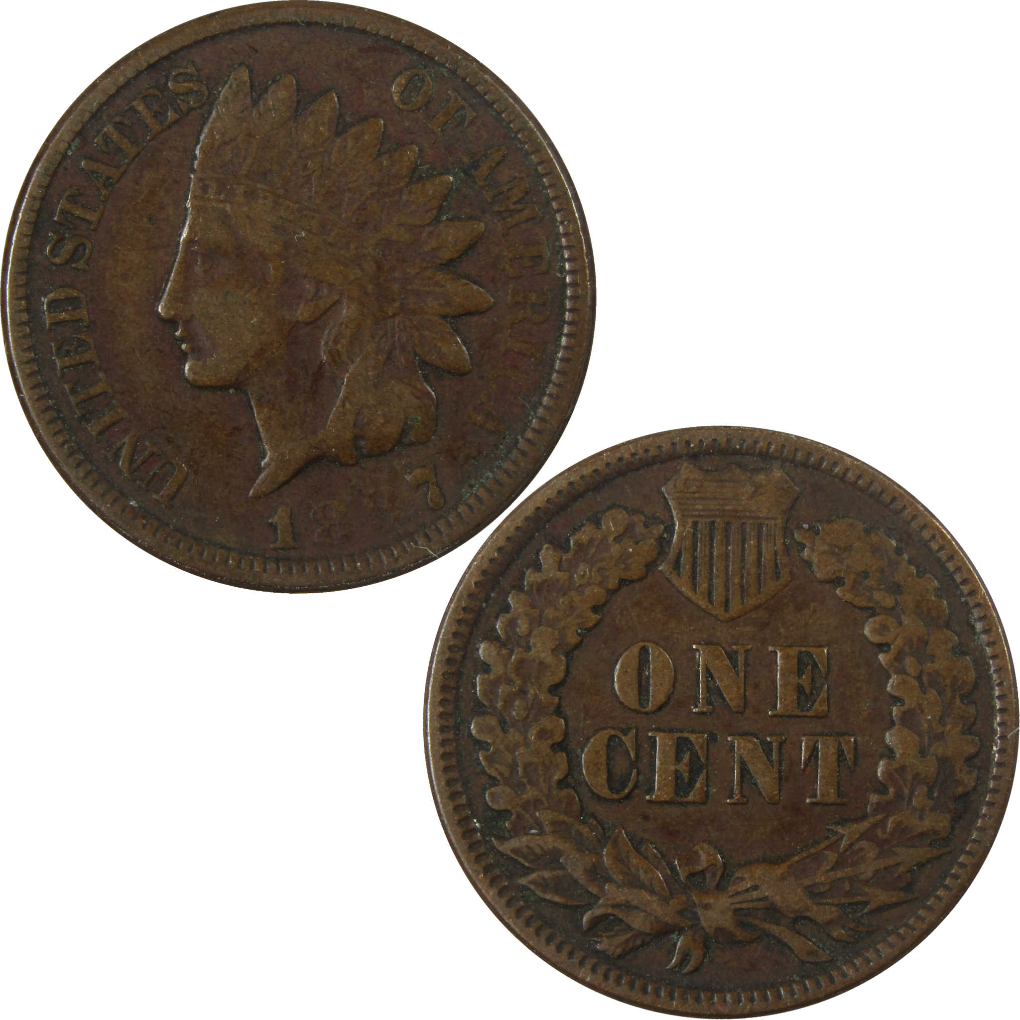 1887 Indian Head Cent F Fine Penny 1c Coin Collectible SKU:I26931