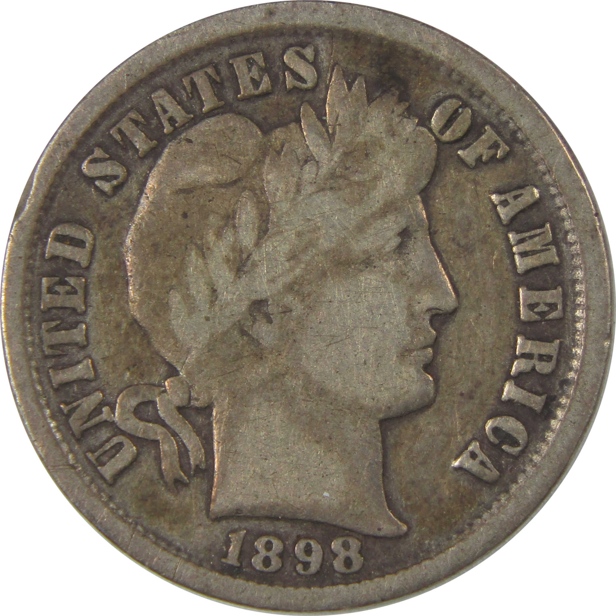 1898 Barber Silver Dime F Fine 10c Coin Collectible SKU:I23871