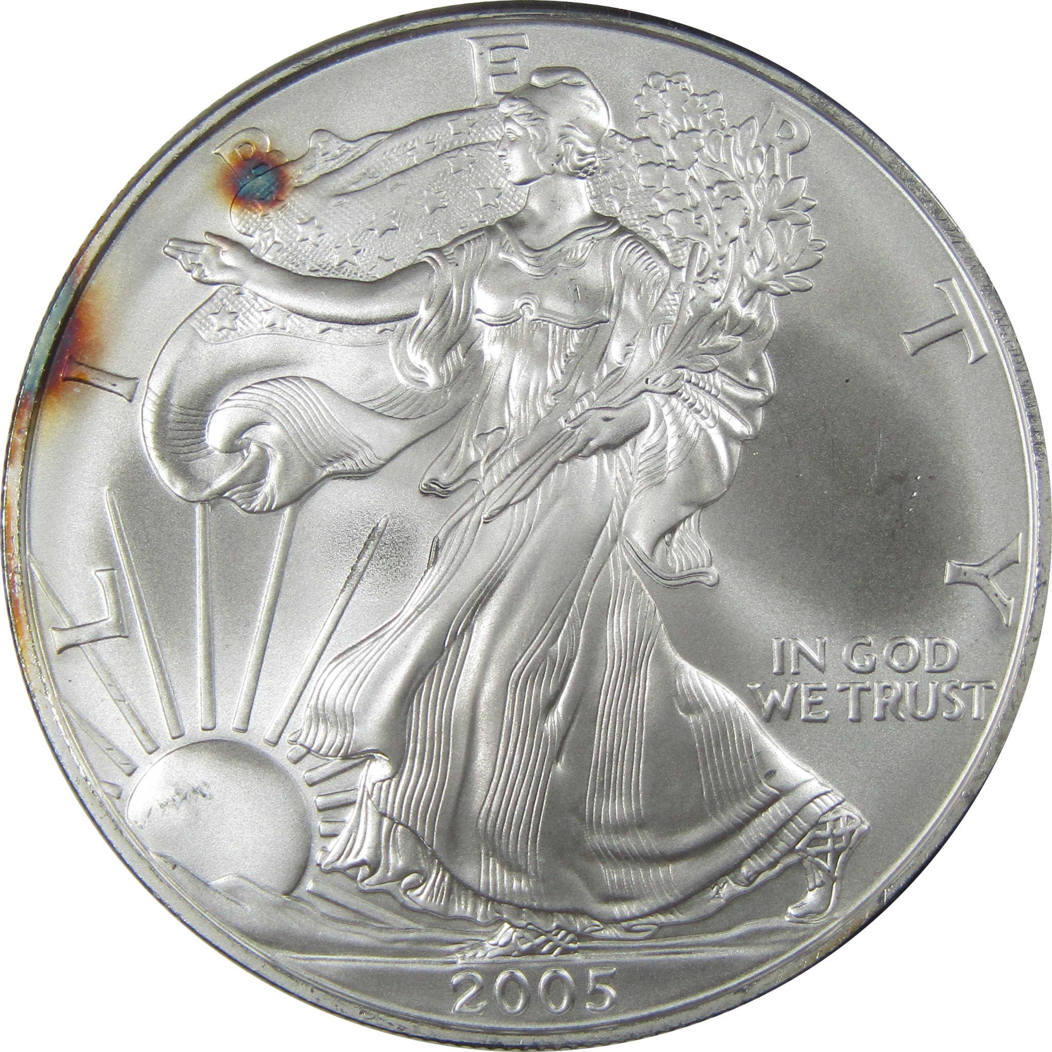2005 American Silver Eagle Uncirculated Bullion Toned SKU:I24265