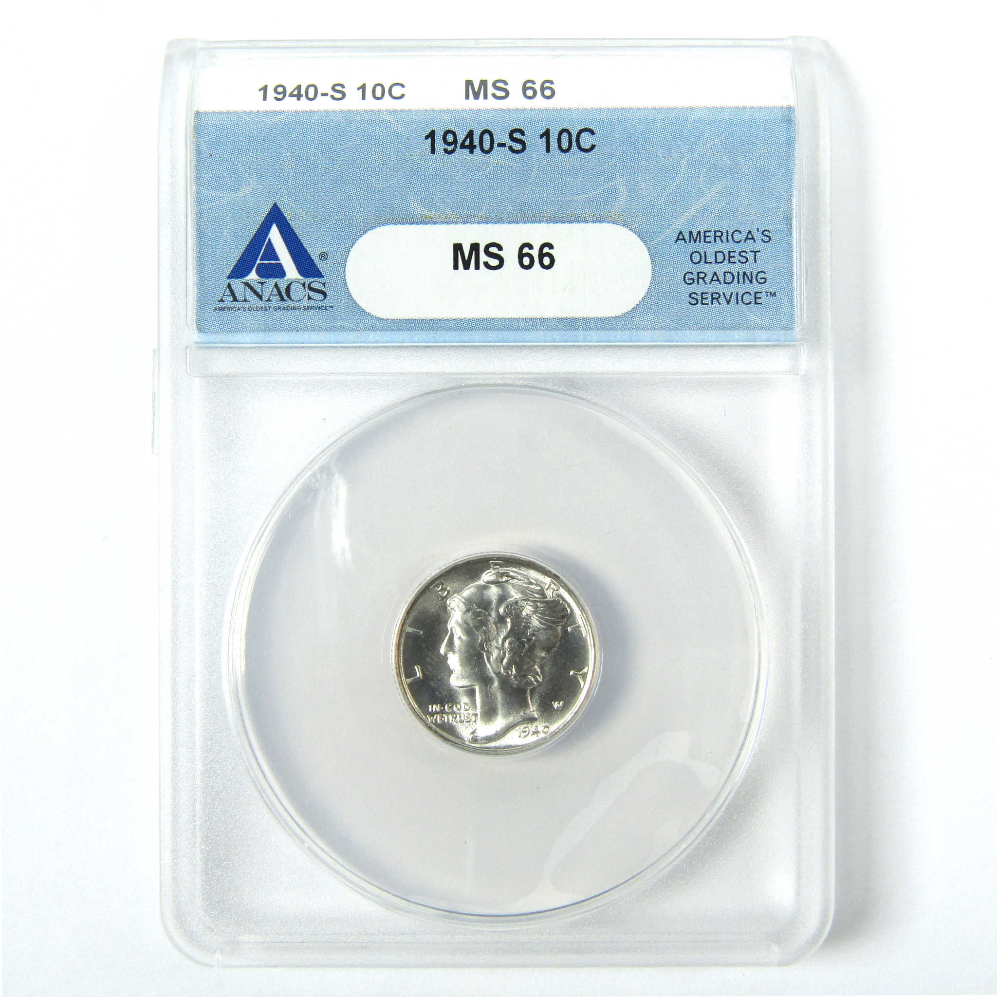 1940 S Mercury Dime MS 66 ANACS Silver 10c Uncirculated SKU:I15021