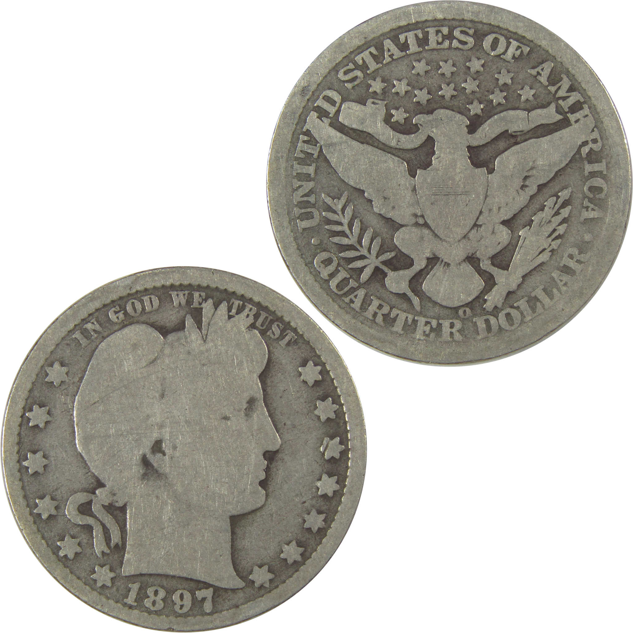 1897 O Barber Quarter G Good Silver 25c Coin SKU:I19763