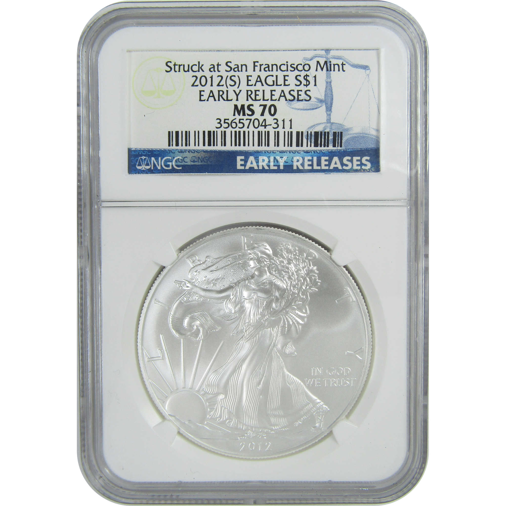 2012 (S) American Silver Eagle MS 70 NGC $1 Early Releases SKU:CPC9479