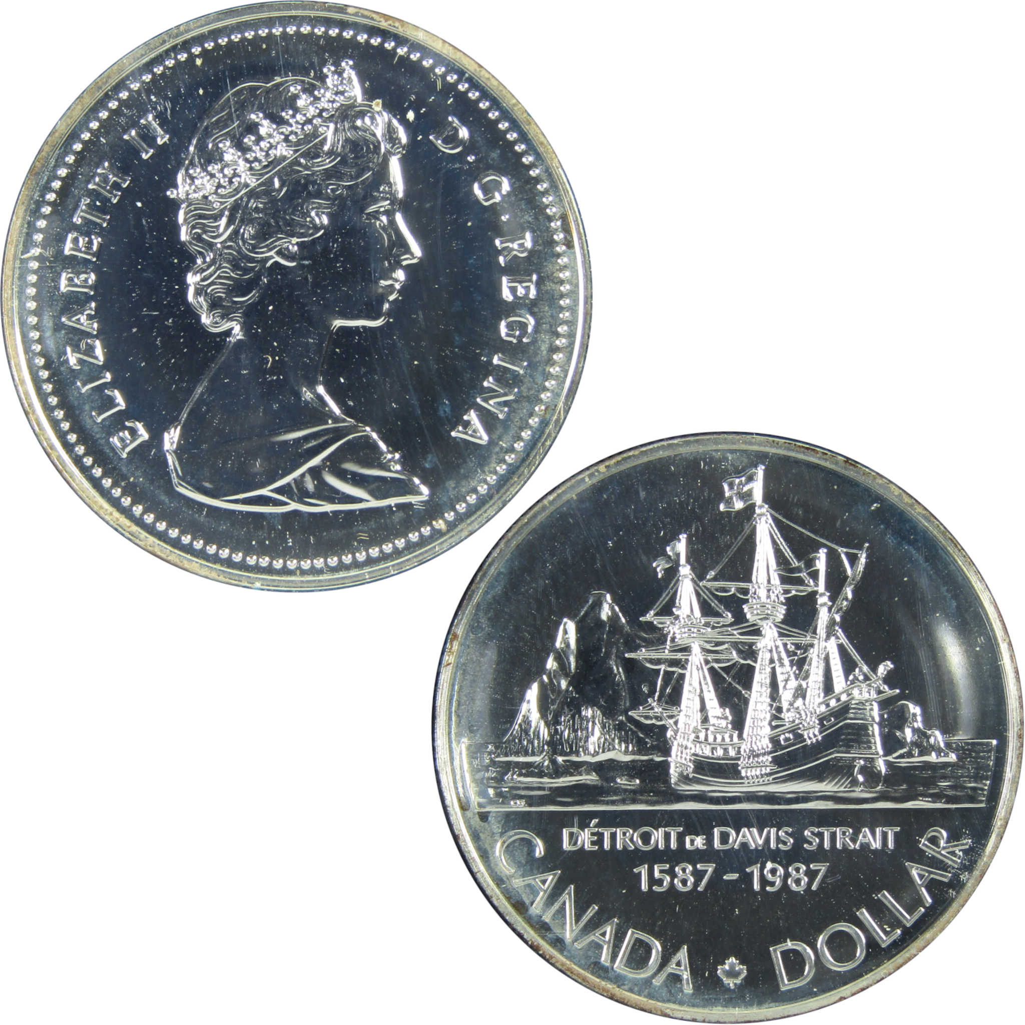 1987 Canadian Davis Strait Dollar Uncirculated Silver $1 SKU:CPC4626