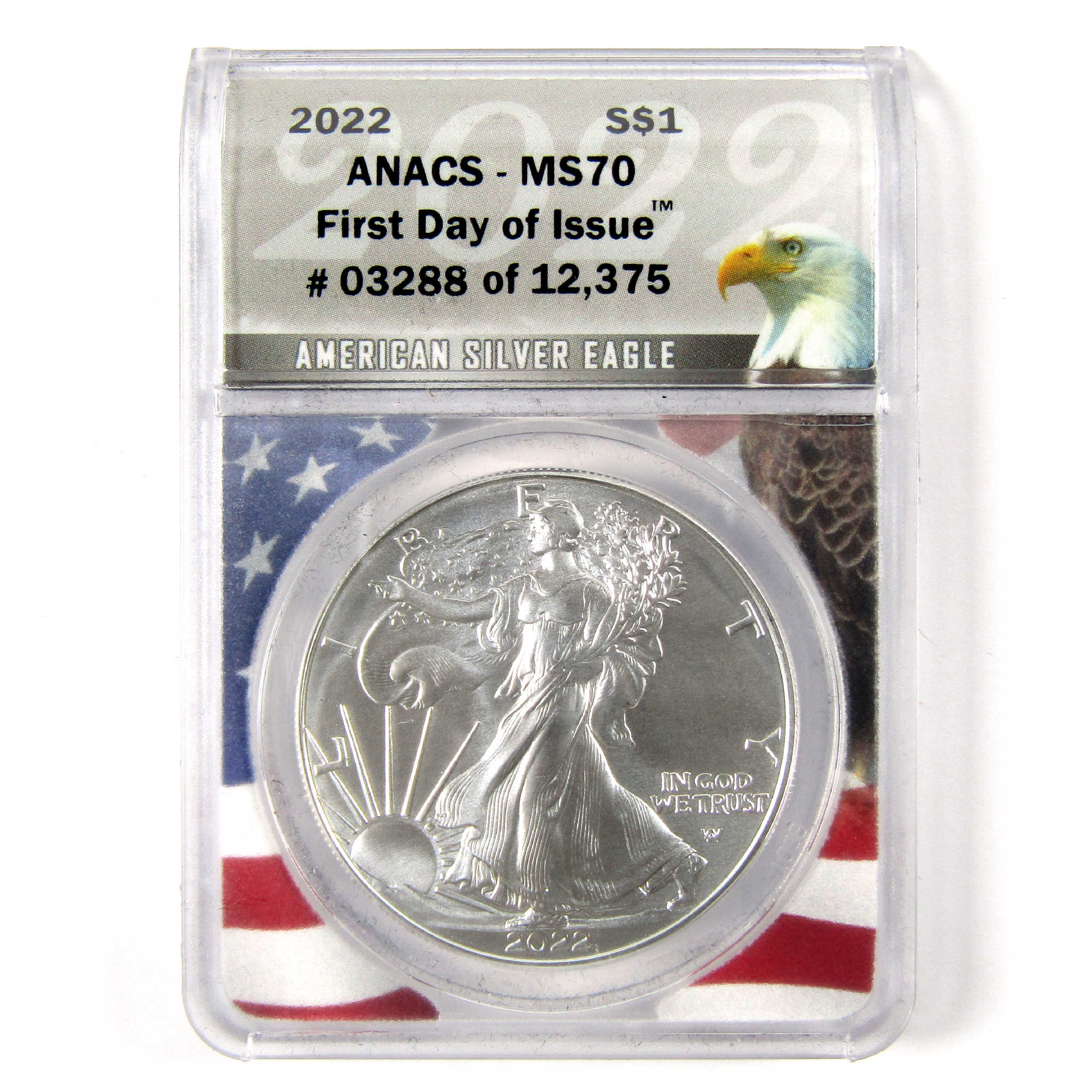 2022 American Silver Eagle MS 70 ANACS $1 Unc Coin 1st Day SKU:CPC6425