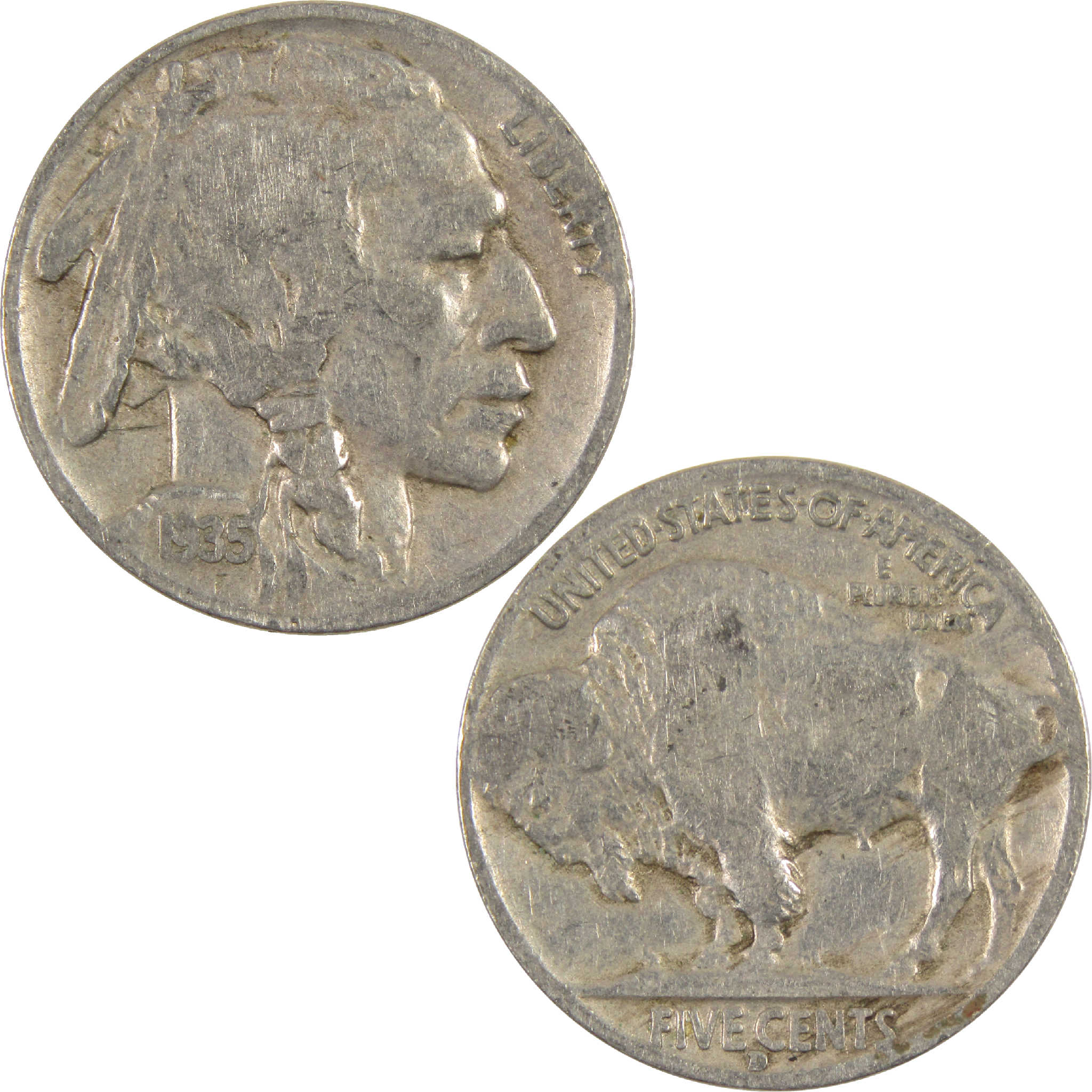 1935 D Indian Head Buffalo Nickel G Good 5c Coin