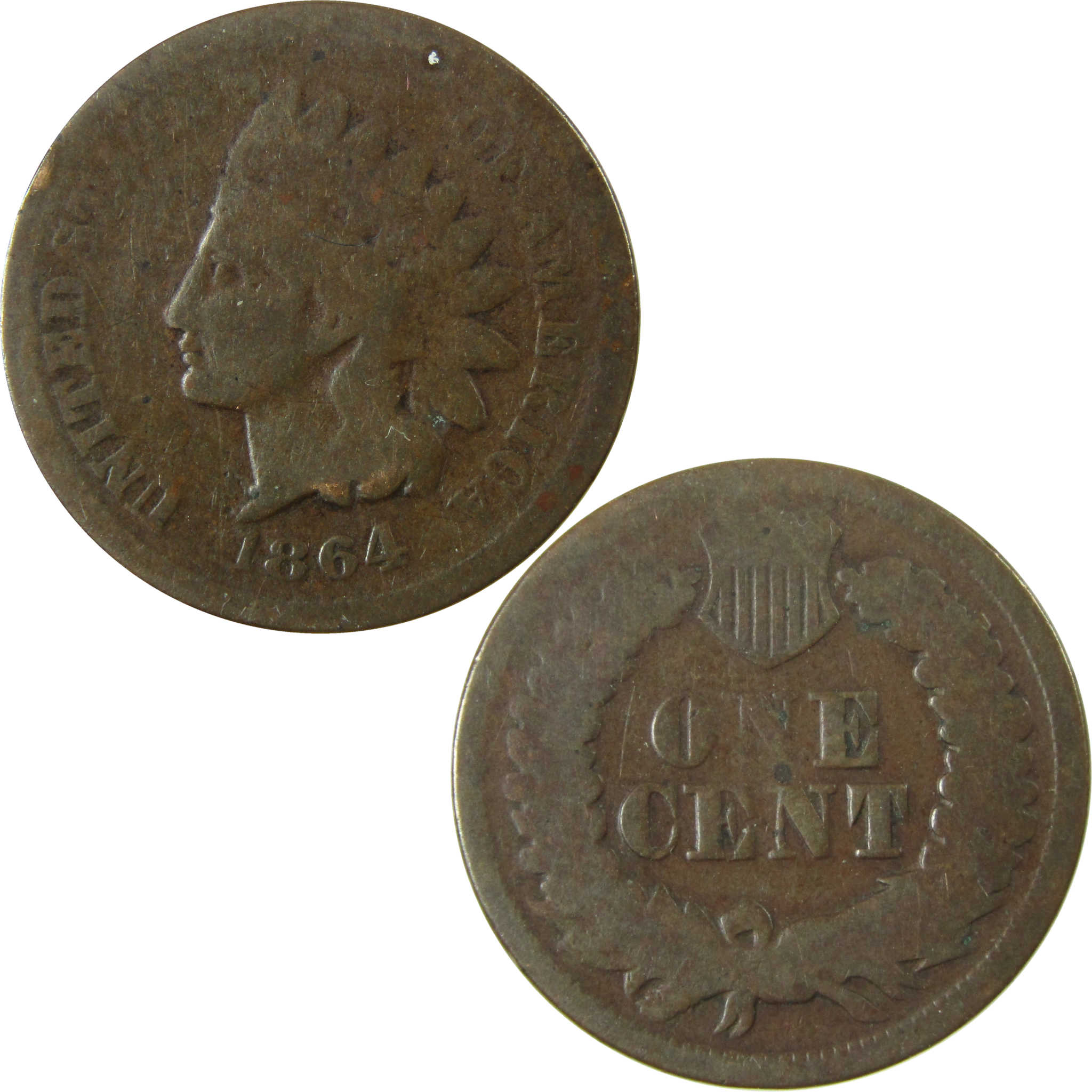 1864 L Indian Head Cent Bronze AG About Good Penny 1c Coin SKU:I28318