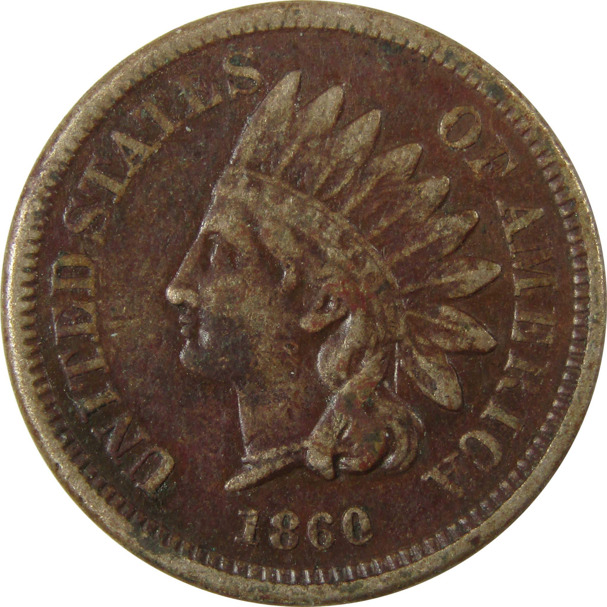 1860 Pointed Bust Indian Head Cent F Fine Details Penny SKU:CP1162
