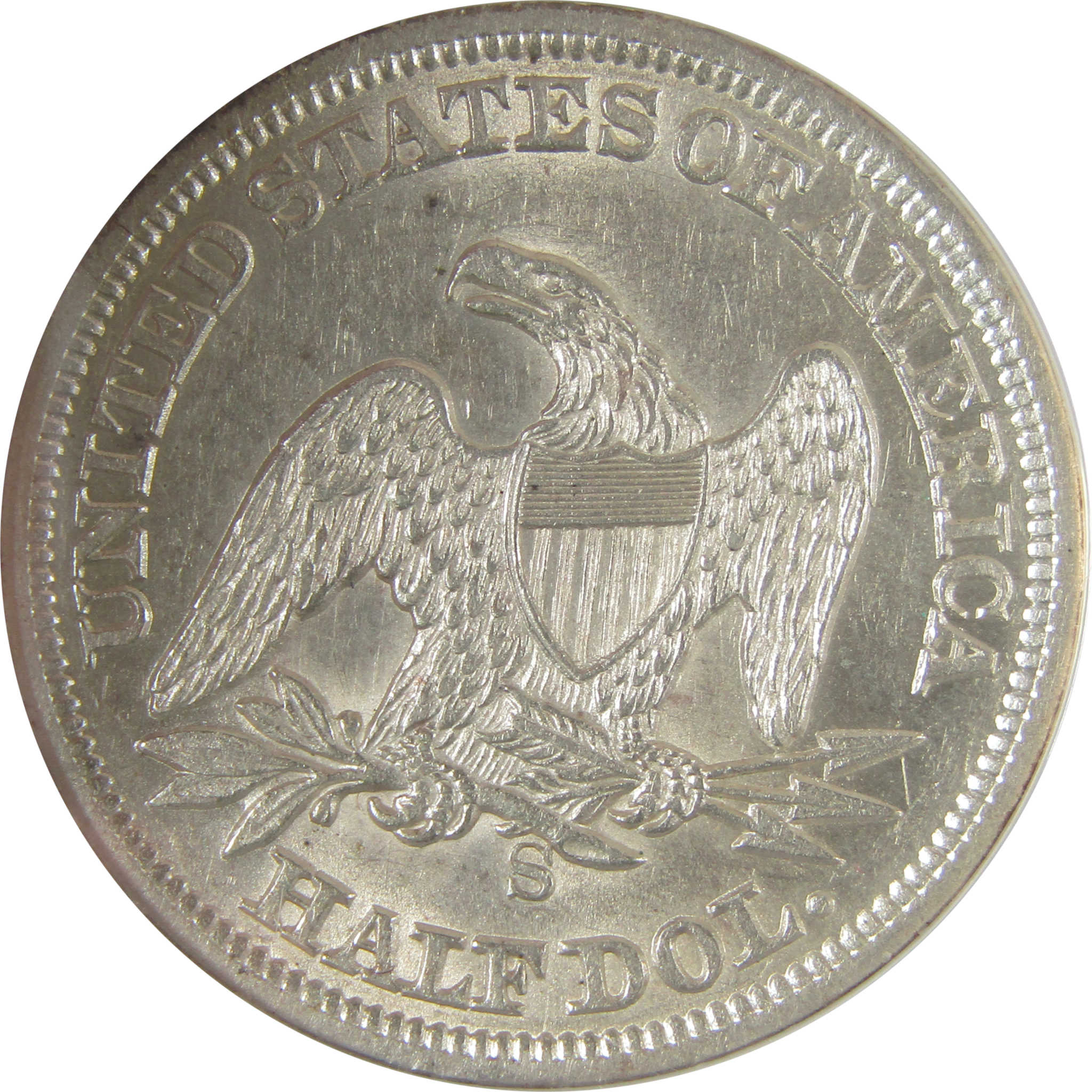1861 S Seated Liberty Half Dollar AU 55 ANACS Silver SKU:I22554