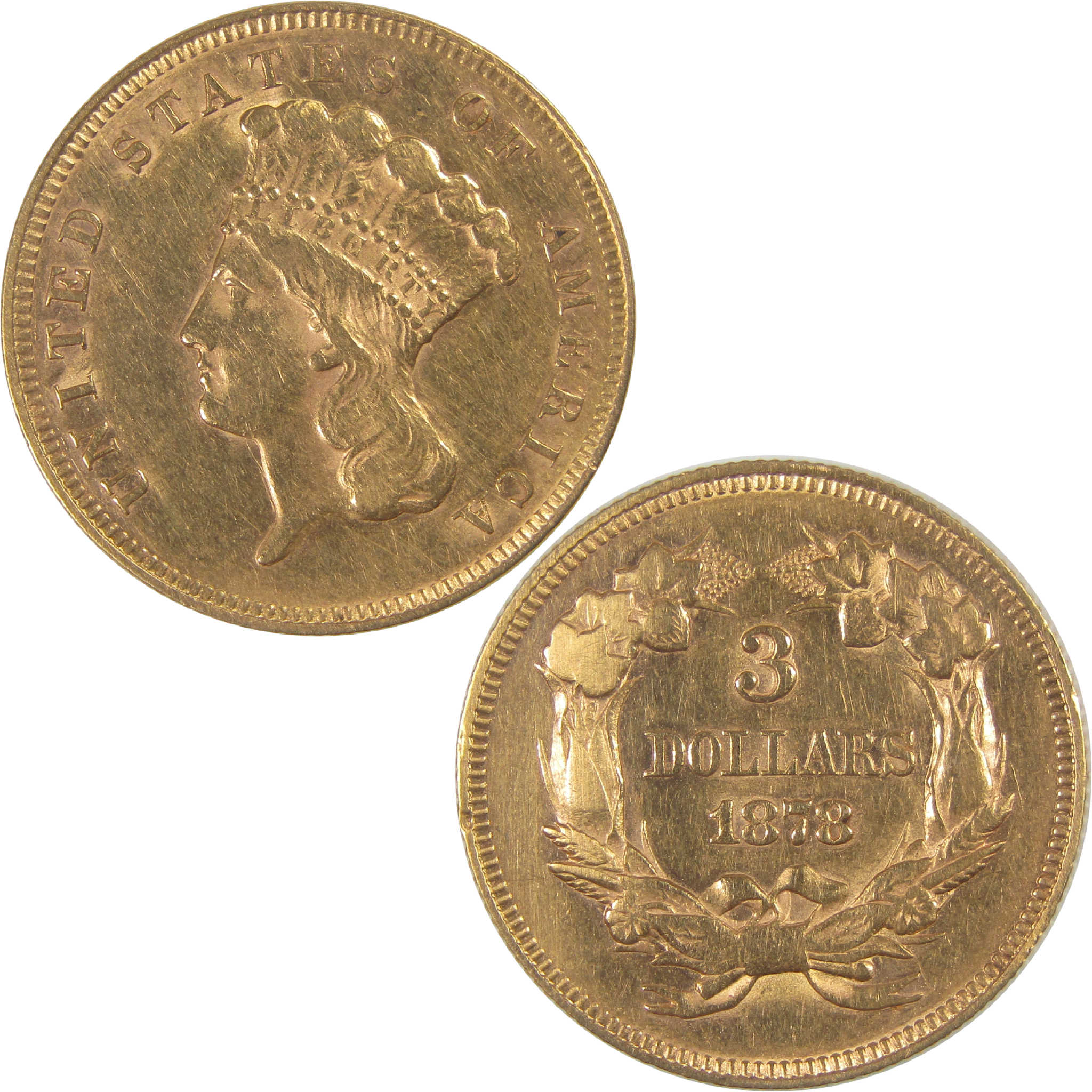 1878 Indian Princess Head AU About Uncirculated Gold $3 SKU:I17327