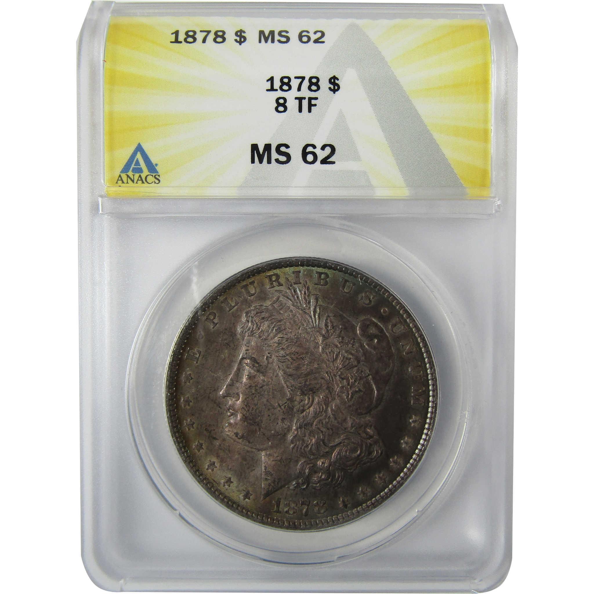1878 8TF Morgan Silver Dollar MS 62 ANACS Uncirculated SKU:CP819 - Morgan coin - Morgan silver dollar - Morgan silver dollar for sale - Profile Coins &amp; Collectibles