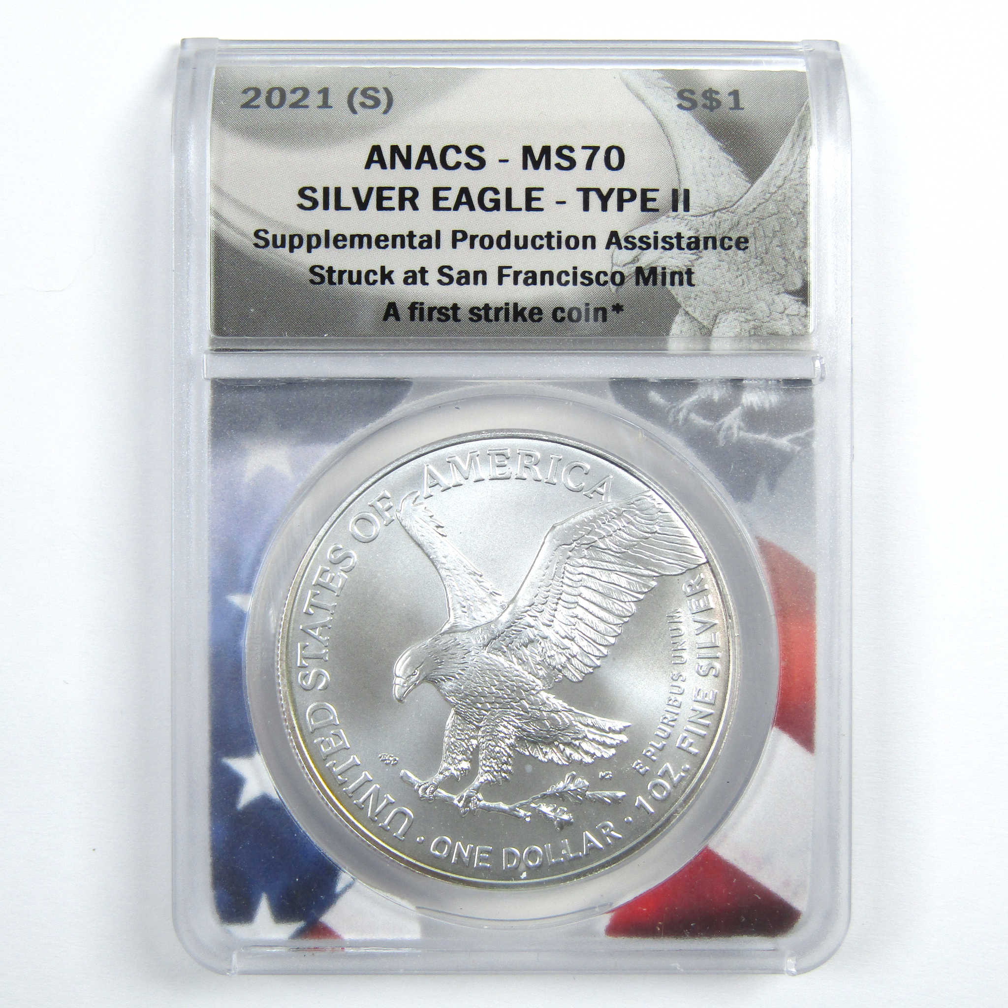 2021 (S) Type 2 American Silver Eagle MS 70 ANACS $1 SKU:CPC7836