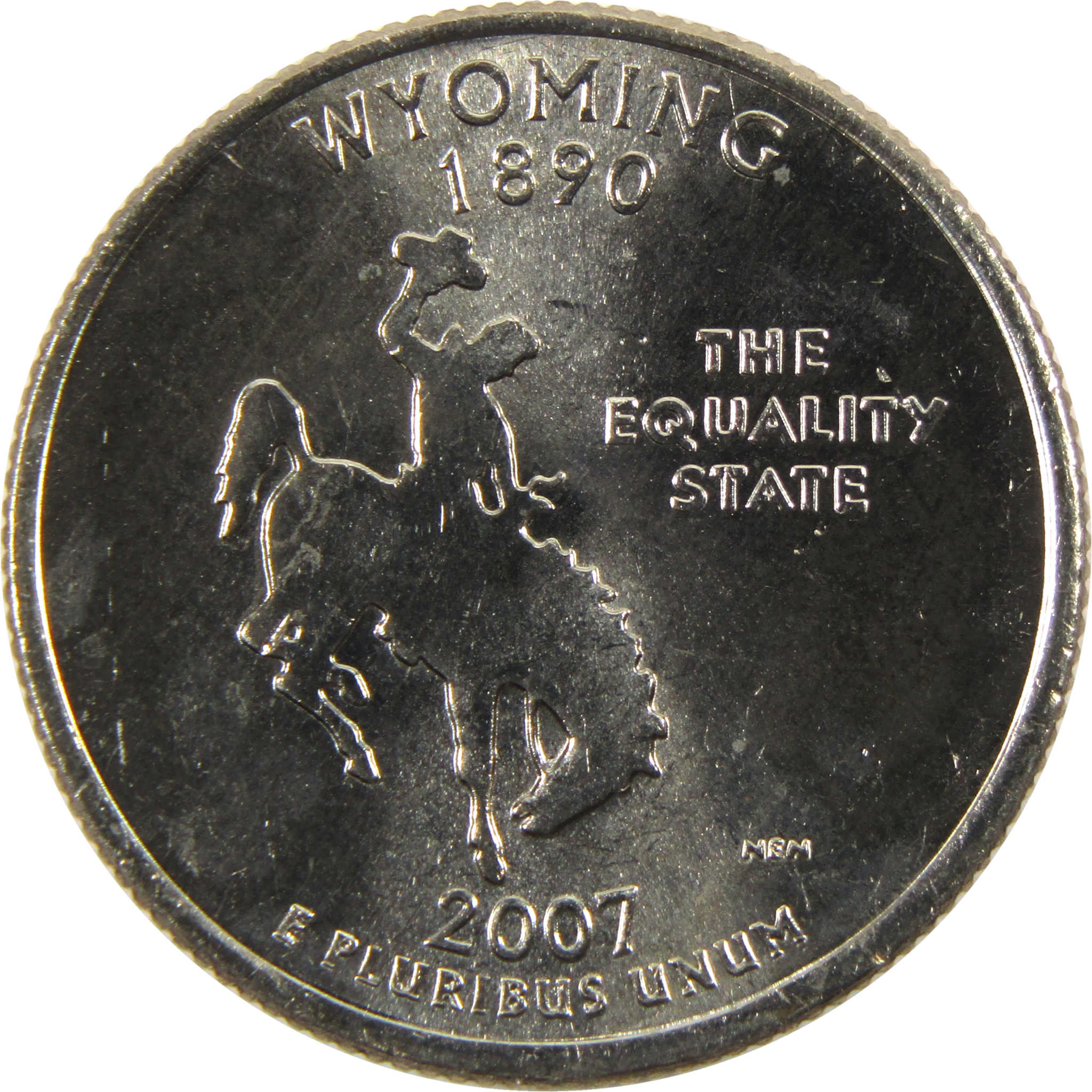 2007 P Wyoming State Quarter BU Uncirculated Clad 25c Coin