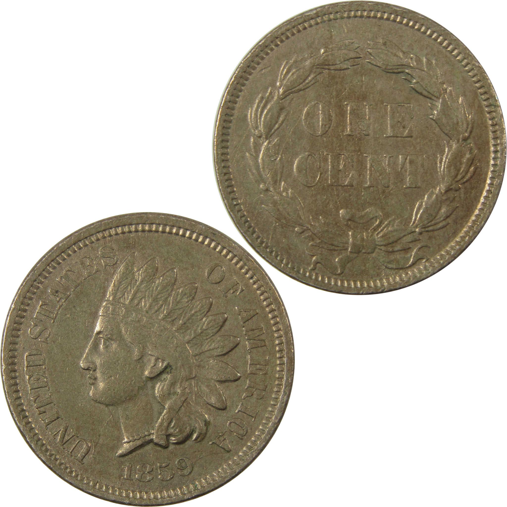 1859 Indian Head Cent XF EF Extremely Fine Details Penny SKU:CP1322