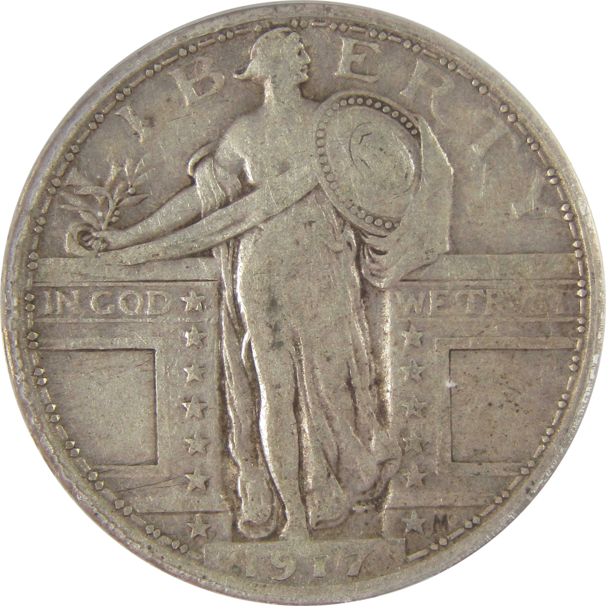 1917 Type 1 Standing Liberty Quarter VF 30 ANACS Silver SKU:I20200