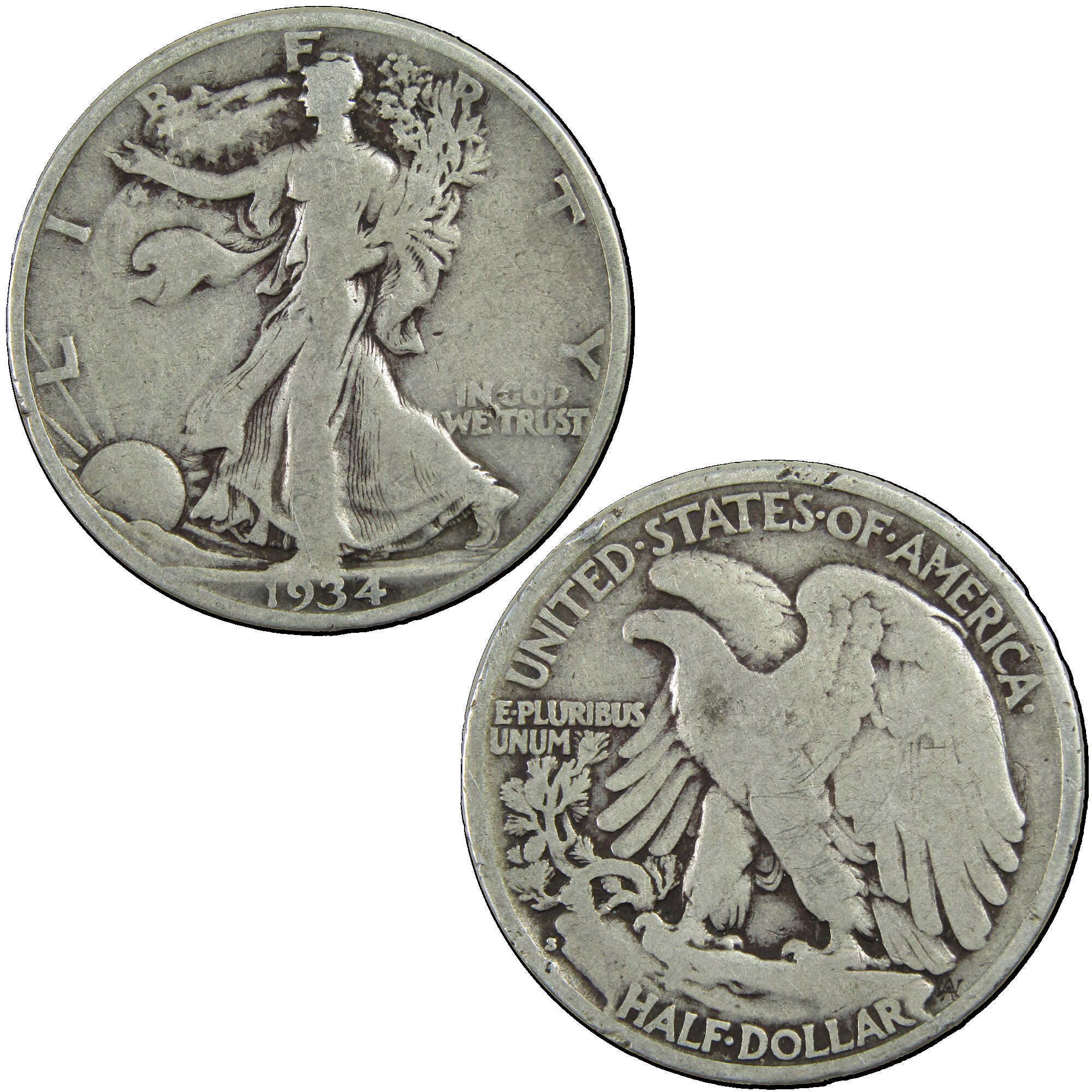 1934 S Liberty Walking Half Dollar AG About Good Silver SKU:I12896