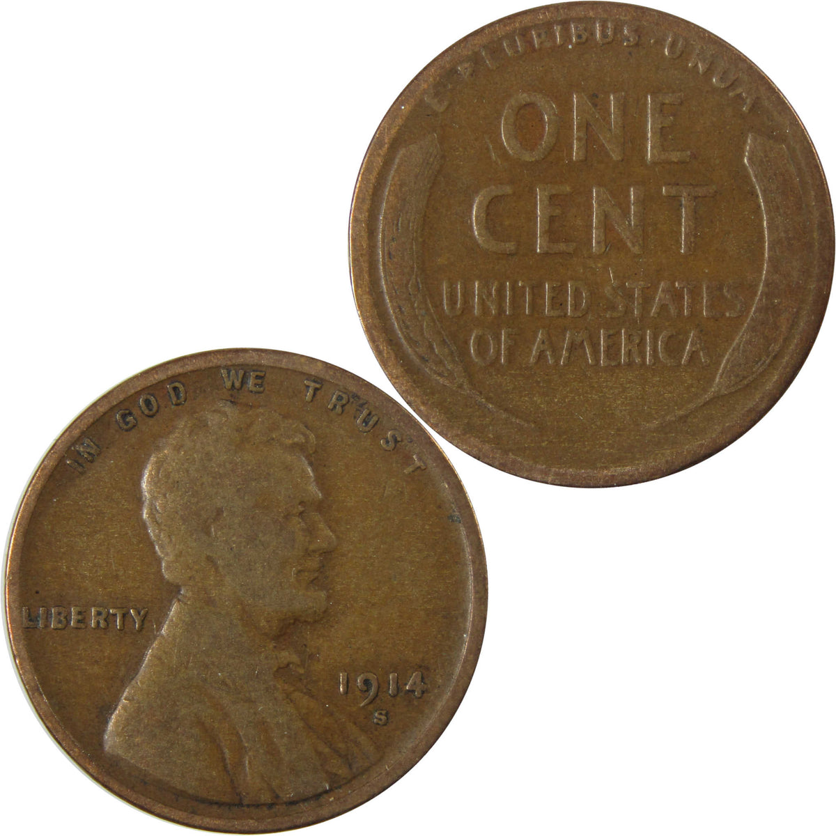 1914 S Lincoln Wheat Cent G Good Details Penny 1c Coin SKU:I28239