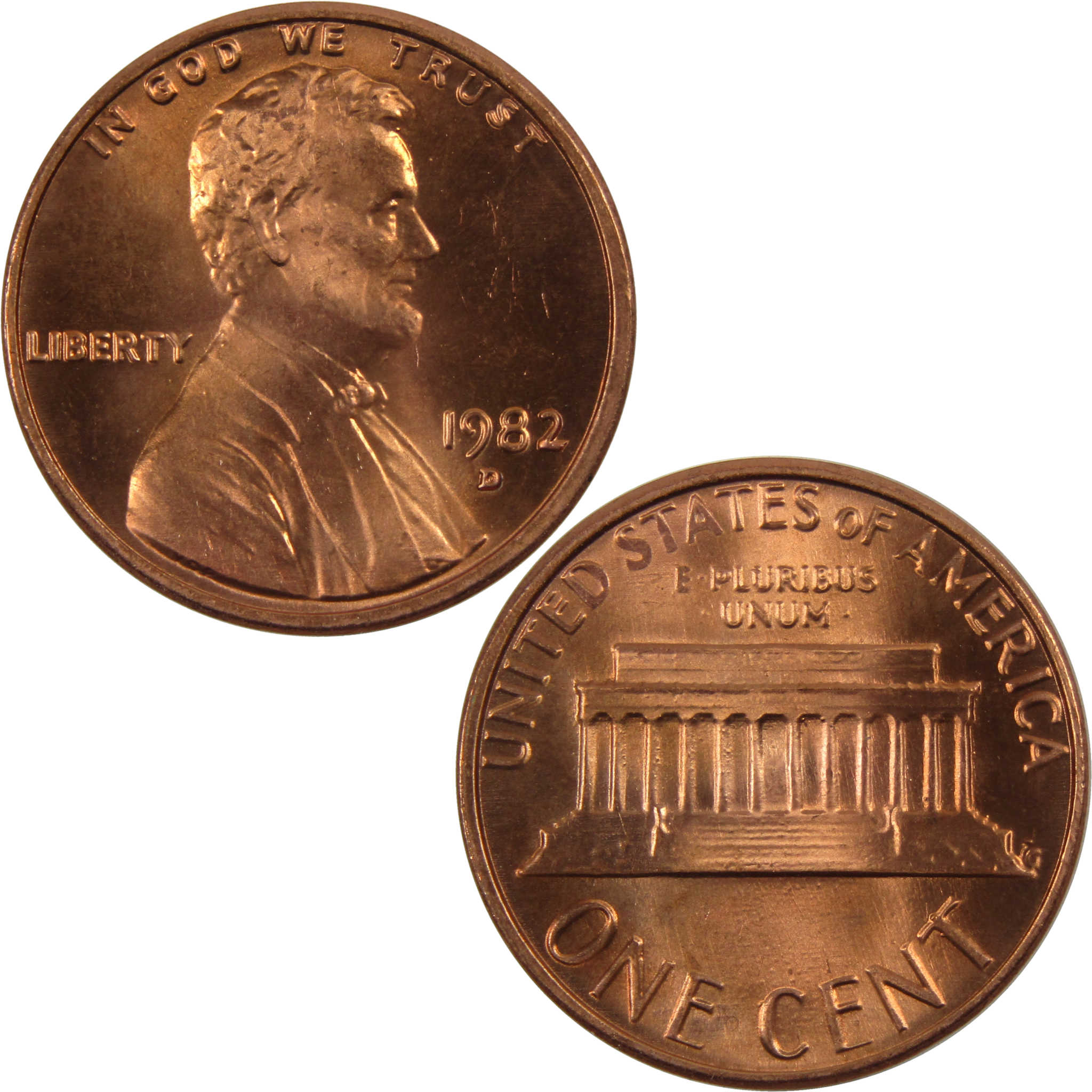 1982 D Large Date Lincoln Memorial Cent BU Uncirculated Penny 1c Coin