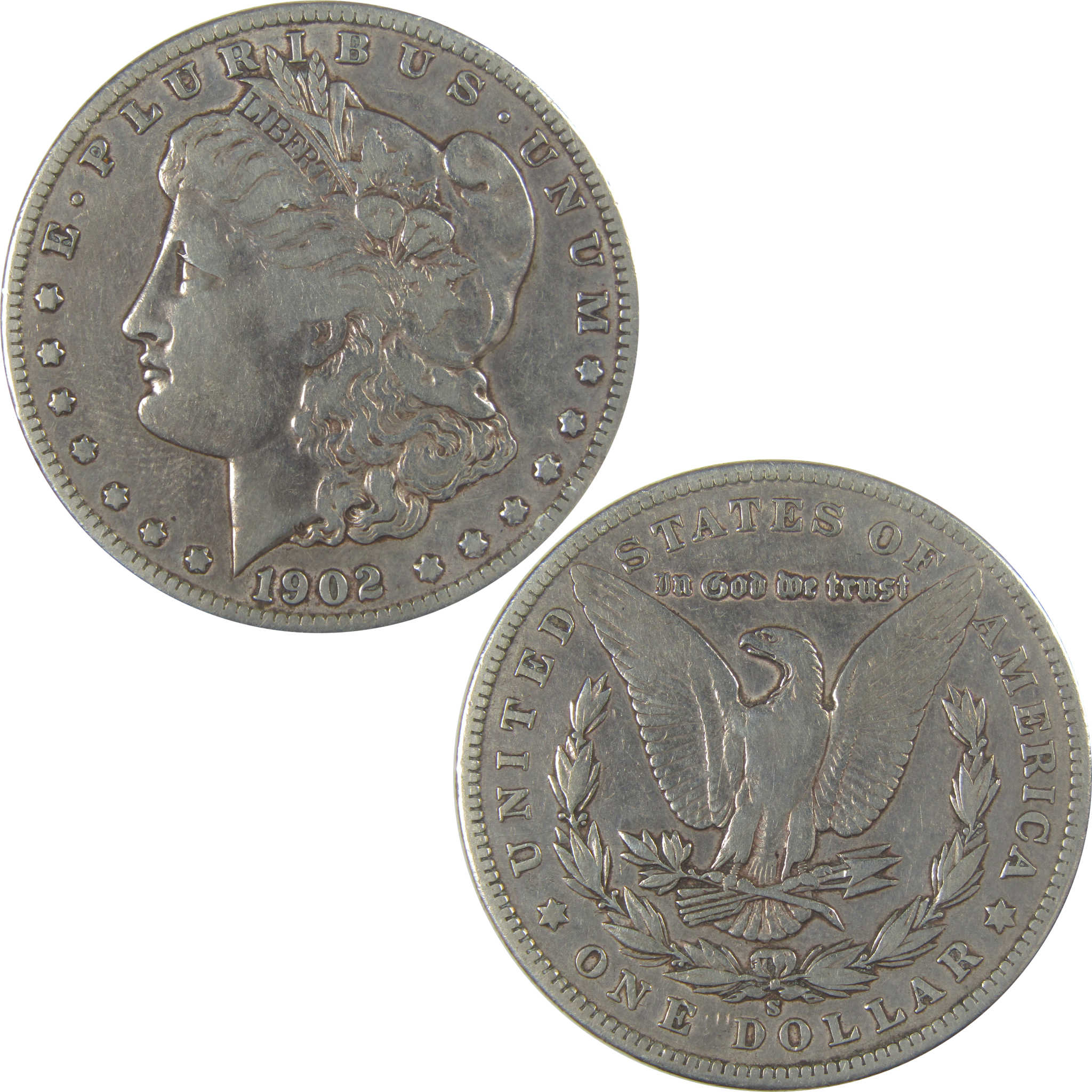 1902 S Morgan Dollar F Fine Details Silver $1 Coin SKU:CPC1062 - Morgan coin - Morgan silver dollar - Morgan silver dollar for sale - Profile Coins &amp; Collectibles