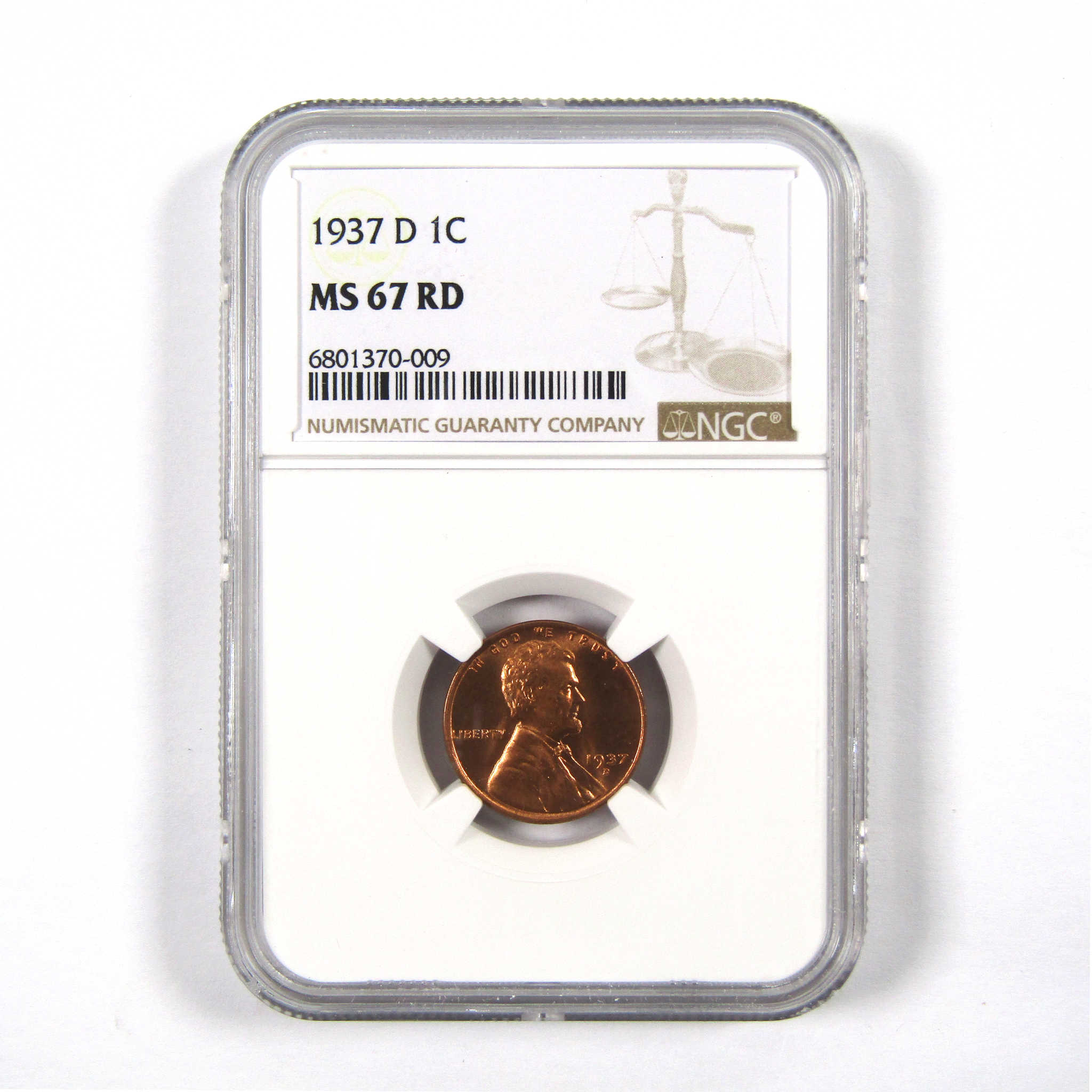 1937 D Lincoln Wheat Cent MS 67 RD NGC Penny 1c Uncirculated SKU:I9708
