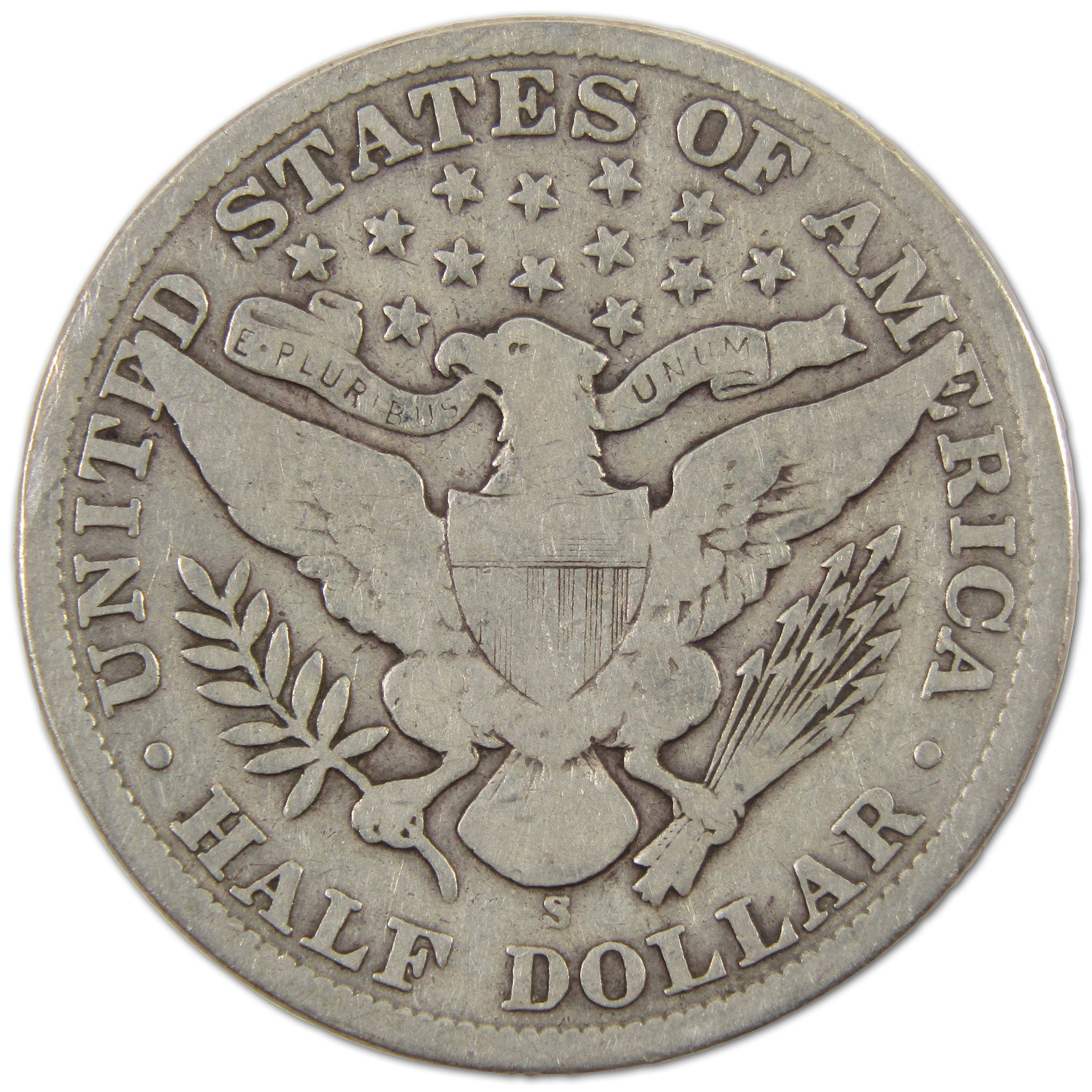 1908 S Barber Half Dollar VG Very Good Silver 50c Coin SKU:I10544