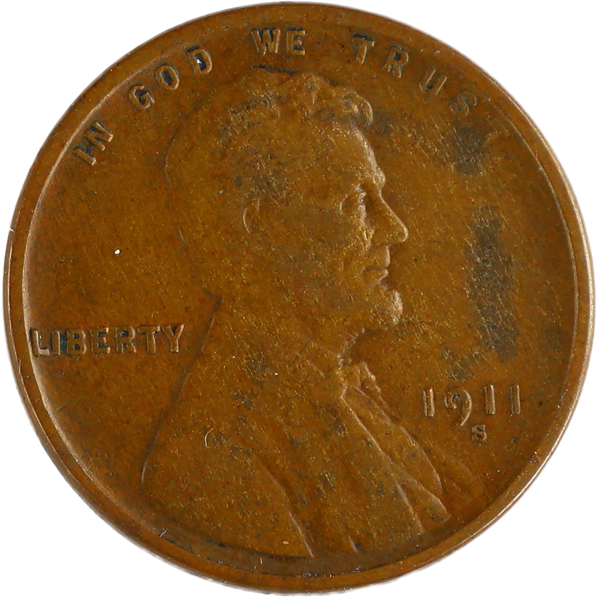 1911 S Lincoln Wheat Cent F Fine Penny 1c Coin SKU:I11996
