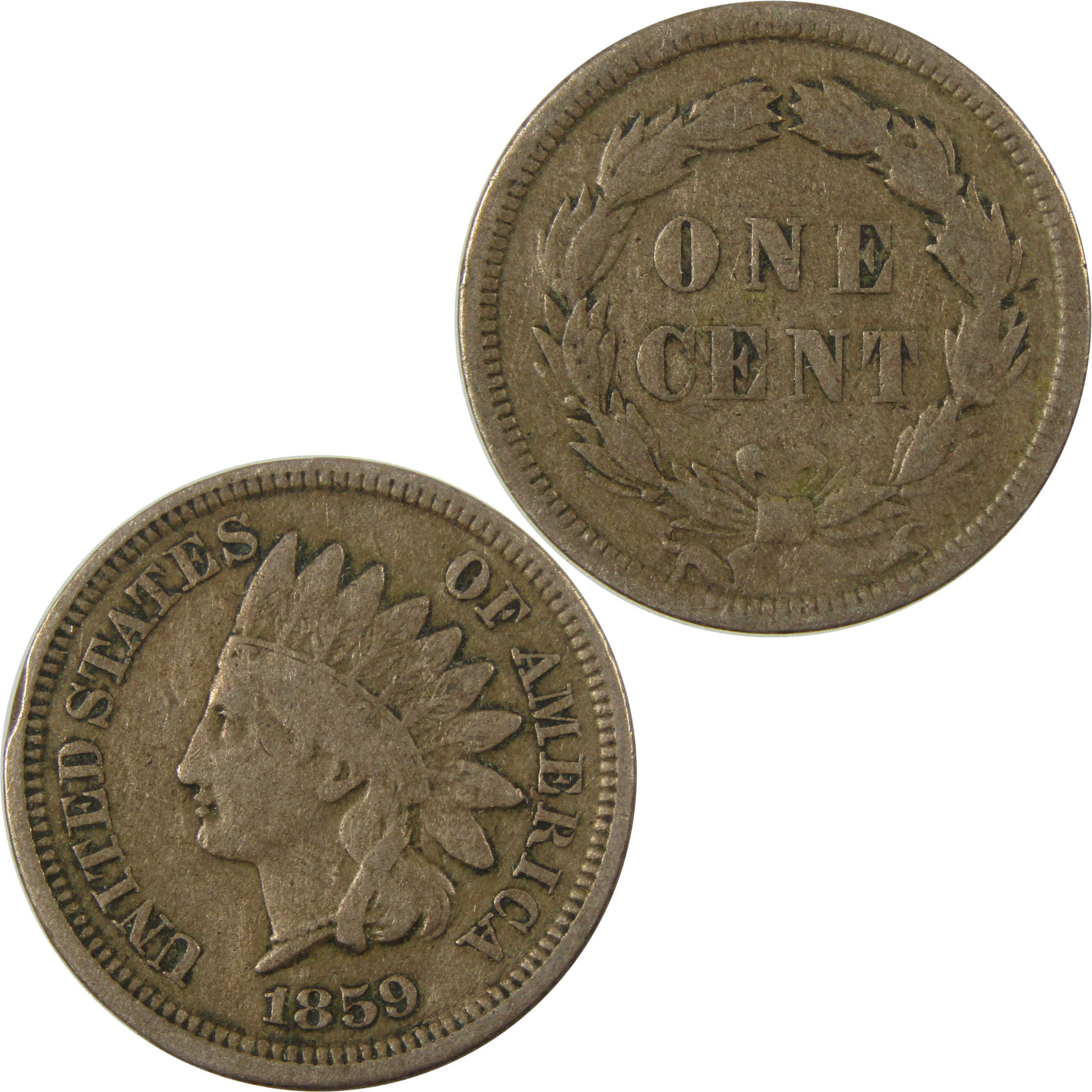 1859 Indian Head Cent VG Very Good Penny 1c Coin SKU:CP1295