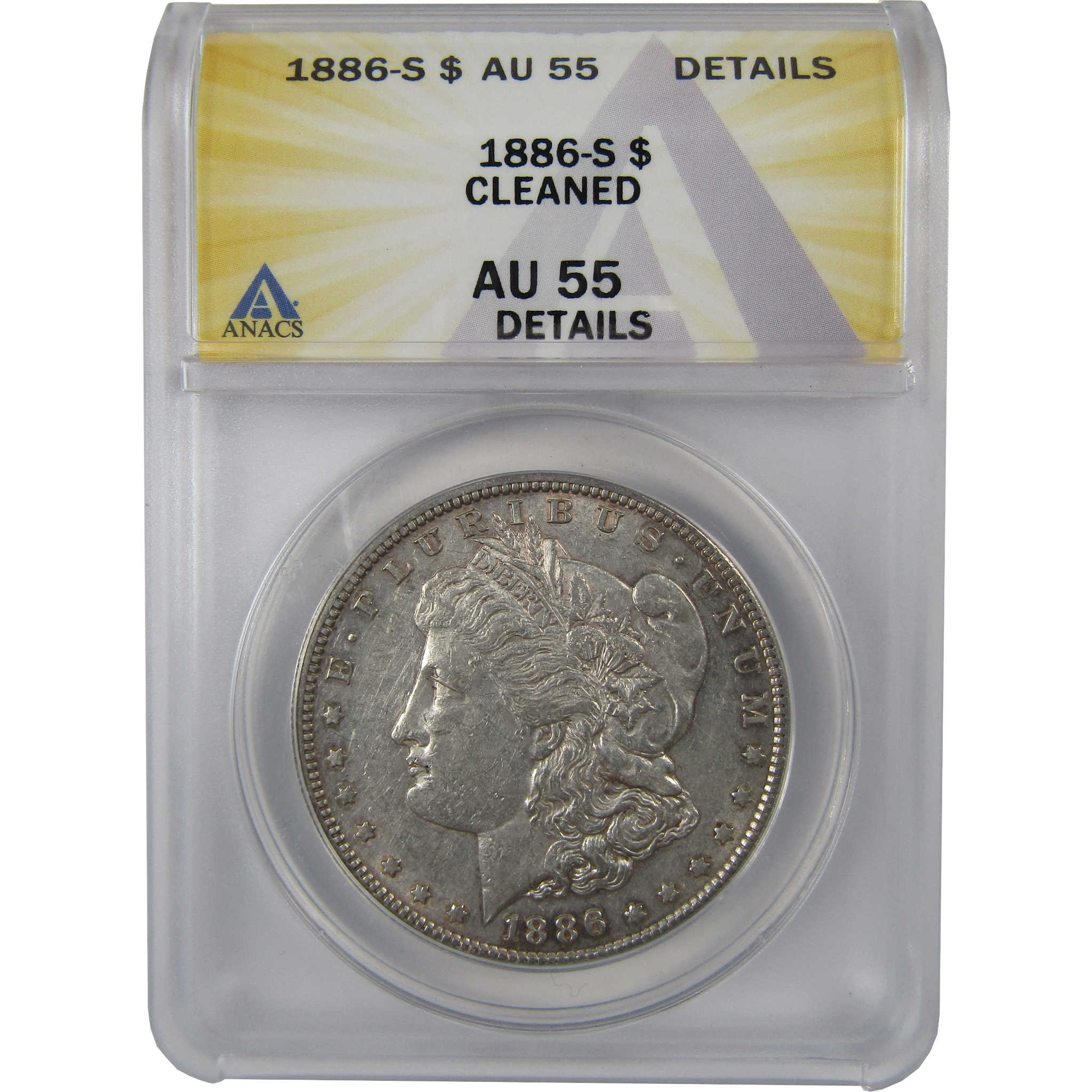 1886 S Morgan Dollar AU 55 Details ANACS Silver $1 Coin SKU:I23705