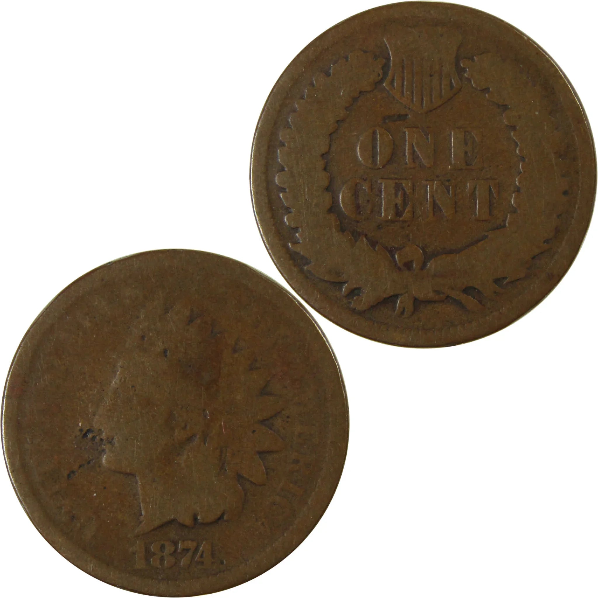 1874 Indian Head Cent G Good Penny 1c Coin Collectible SKU:I26008