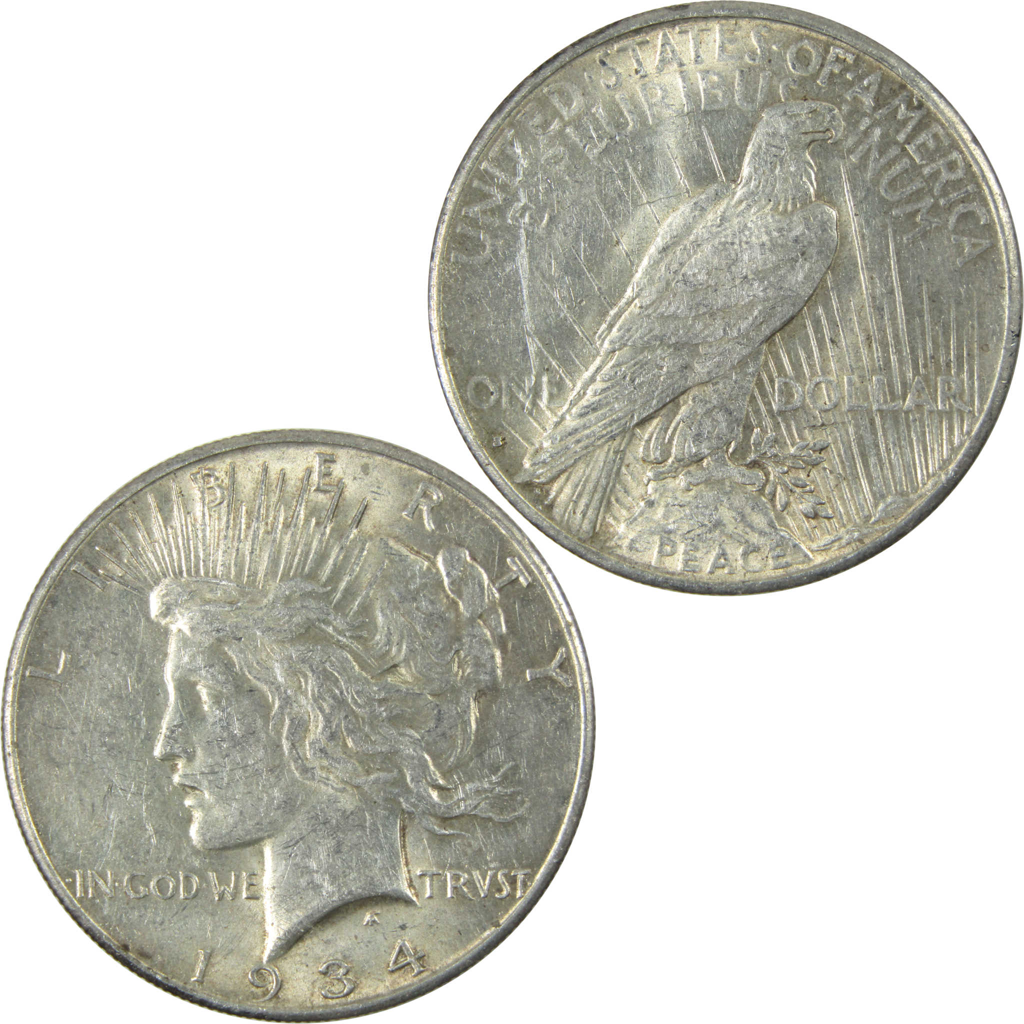 1934 S Peace Dollar AU About Uncirculated Silver $1 Coin SKU:I14616