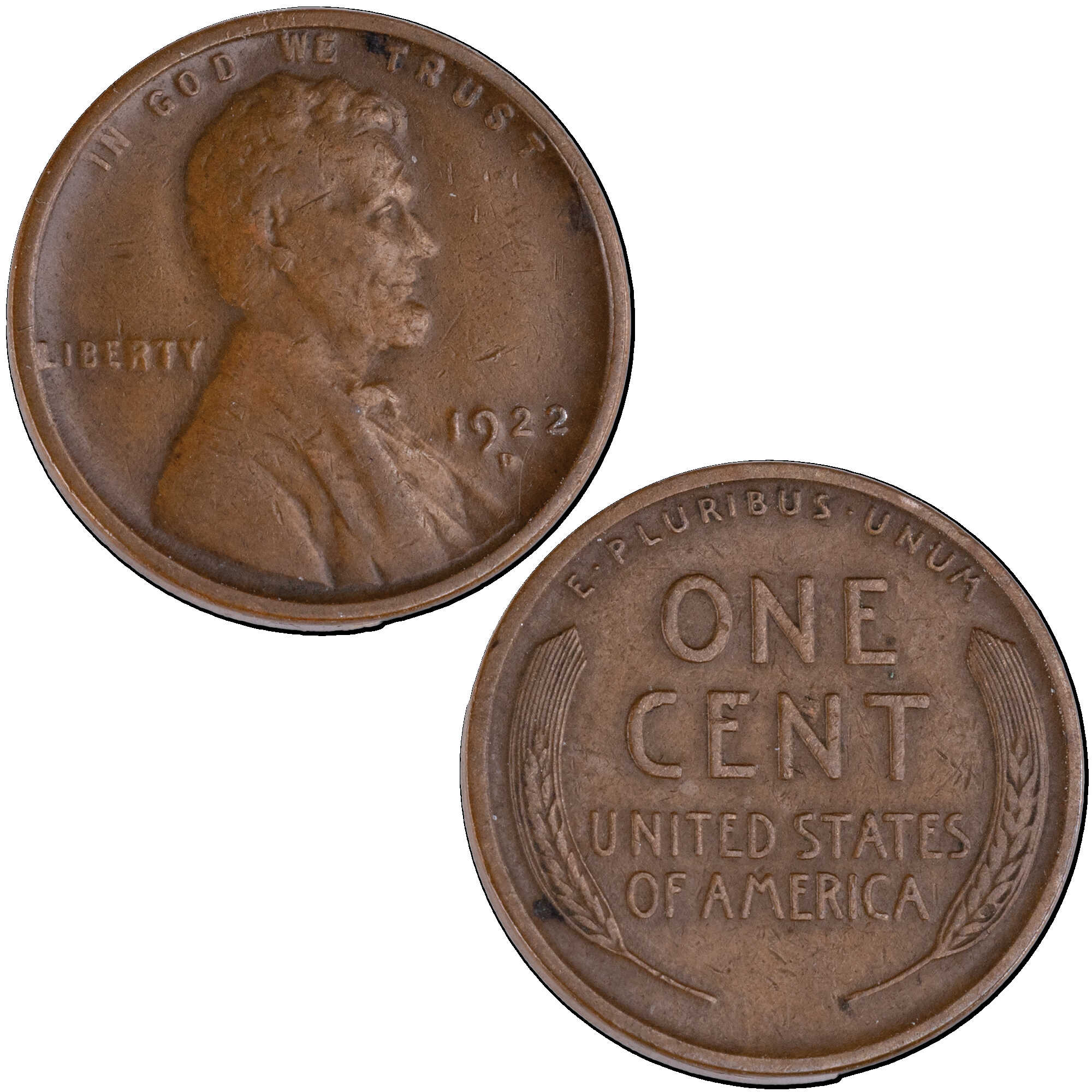 1922 D Lincoln Wheat Cent F Fine Details Penny 1c Coin SKU:CPC12668
