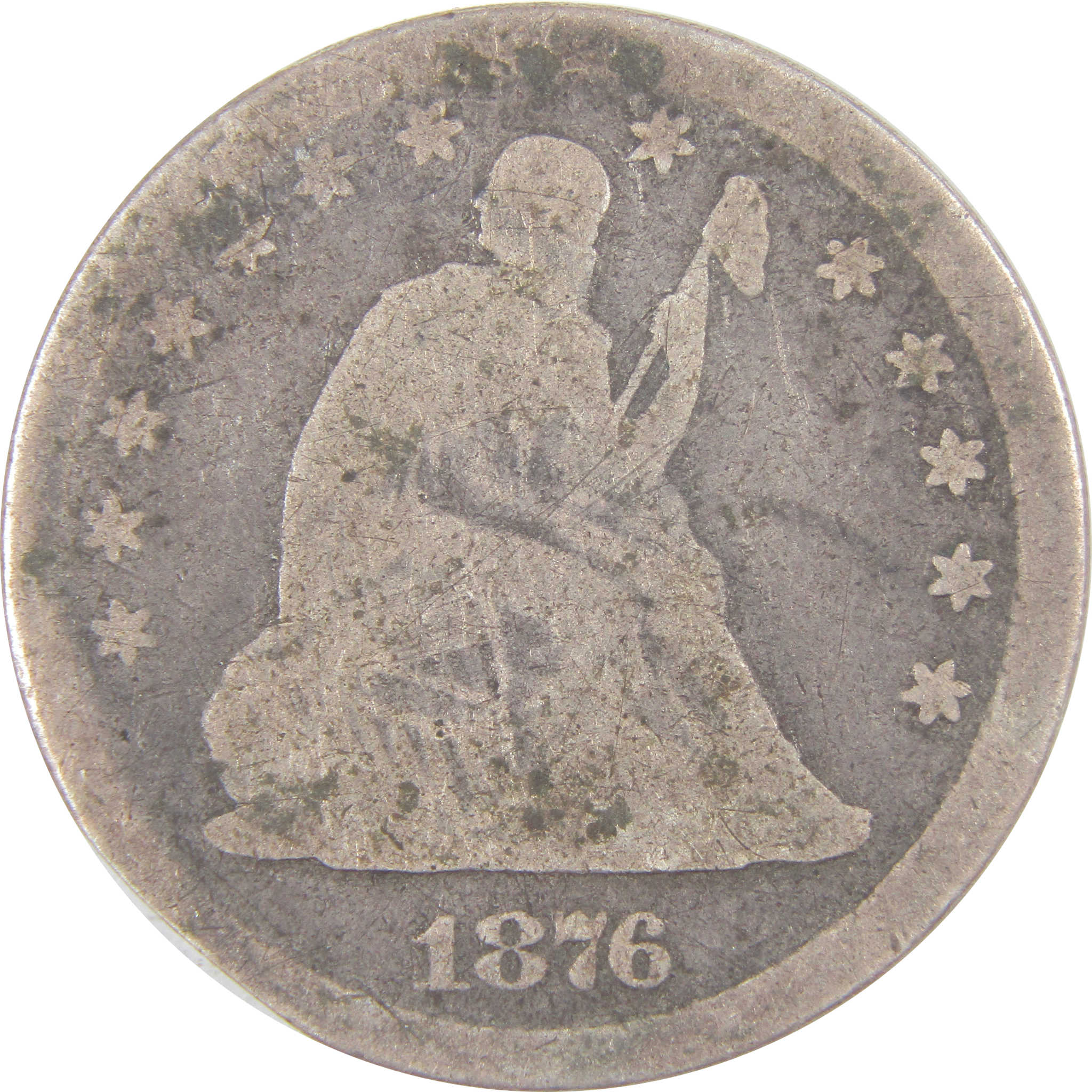 1876 Seated Liberty Quarter AG About Good Silver 25c Coin SKU:I16787