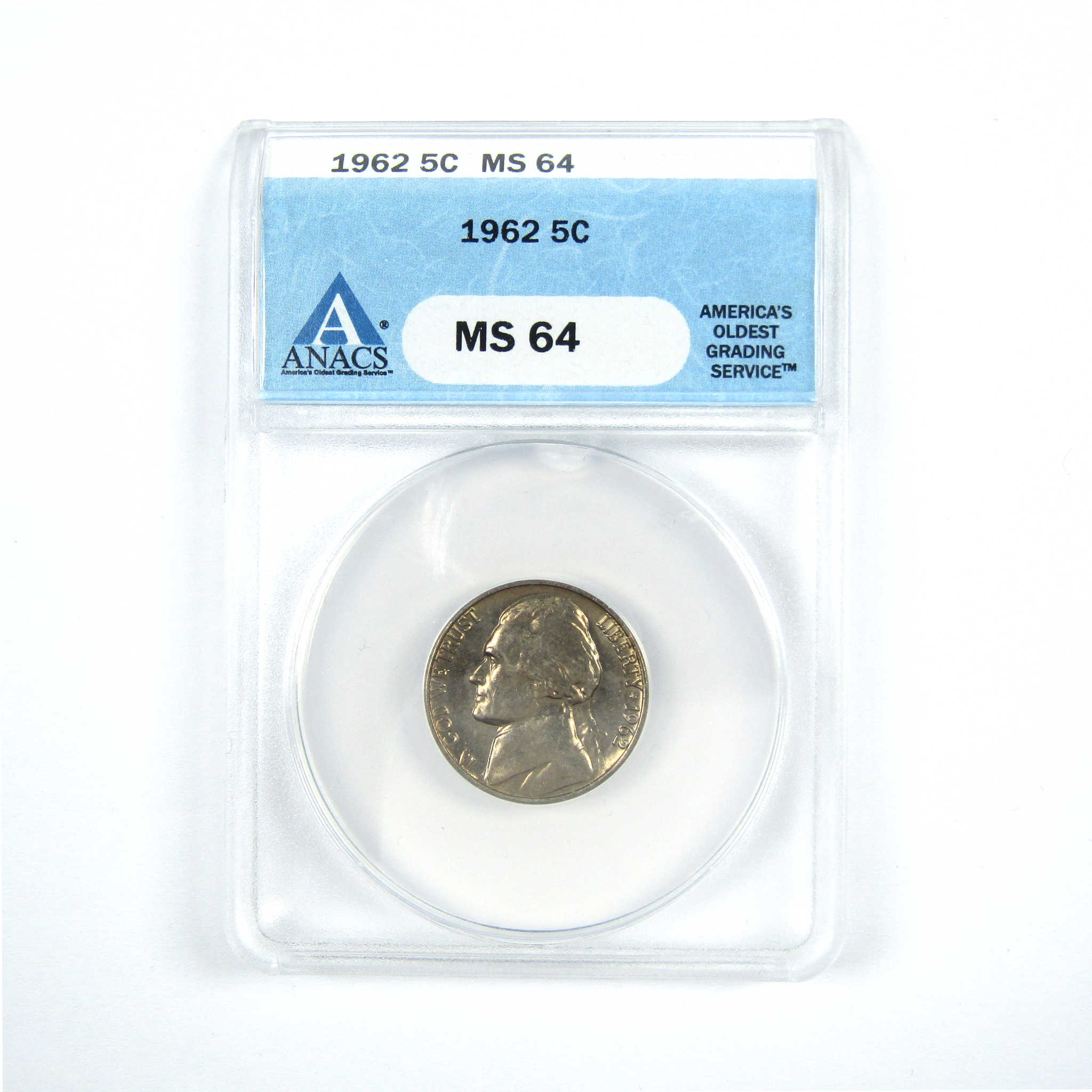 1962 Jefferson Nickel MS 64 ANACS 5c Uncirculated Coin SKU:CPC5223