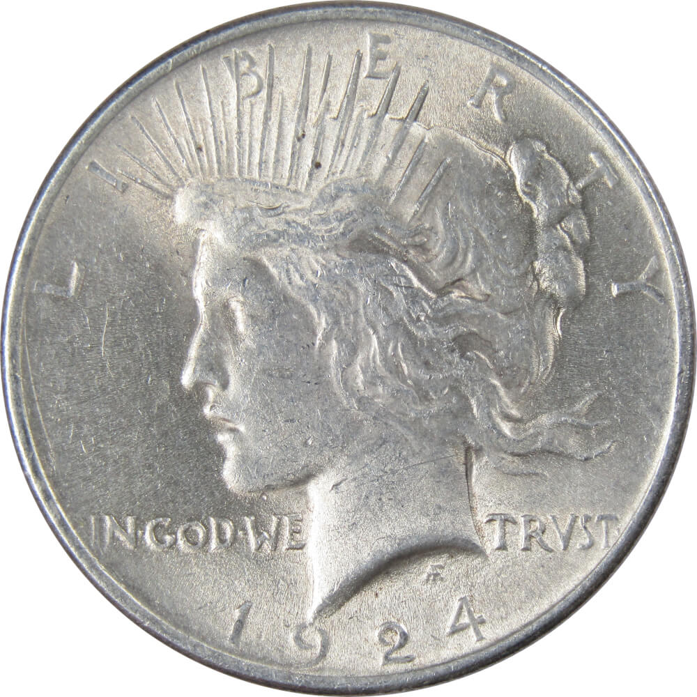 1924 Peace Dollar AU About Uncirculated Silver $1 Coin Collectible