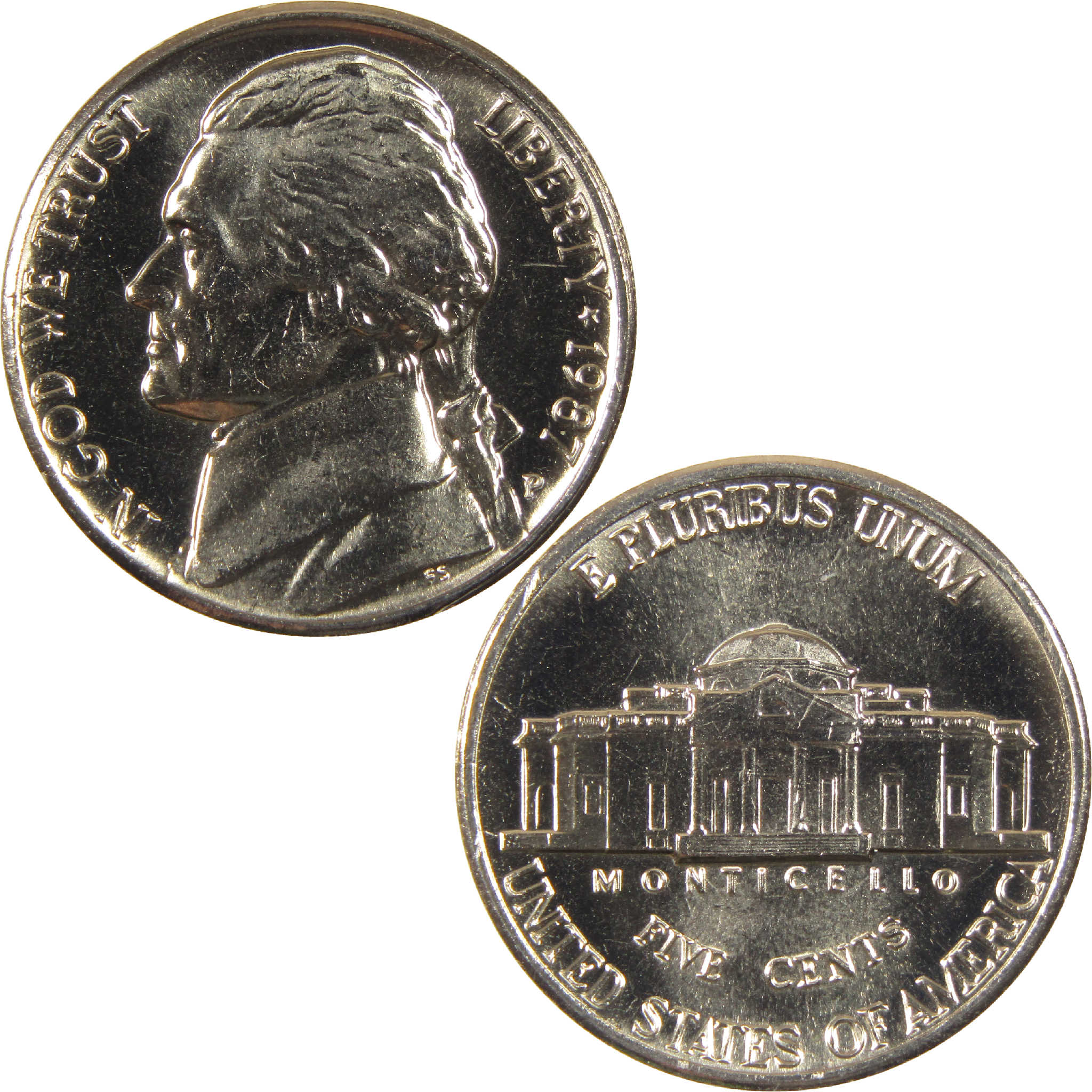 1987 P Jefferson Nickel BU Uncirculated 5c Coin