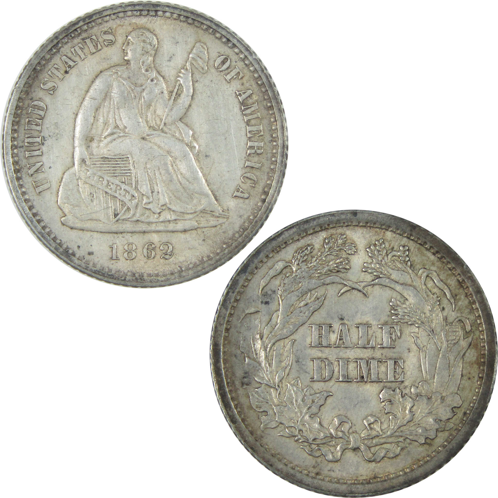 1862 Seated Liberty Half Dime Borderline Uncirculated SKU:I15179