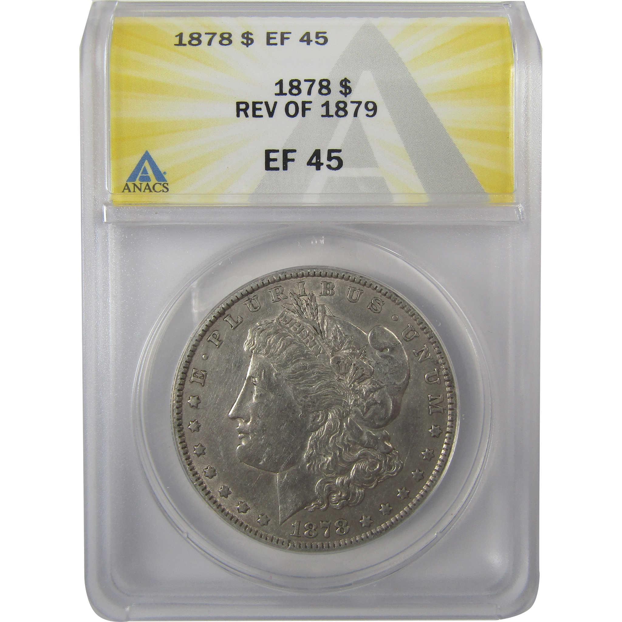 1878 7TF Rev 79 Morgan Silver Dollar EF 45 ANACS $1 Coin SKU:I24920 - Morgan coin - Morgan silver dollar - Morgan silver dollar for sale - Profile Coins &amp; Collectibles