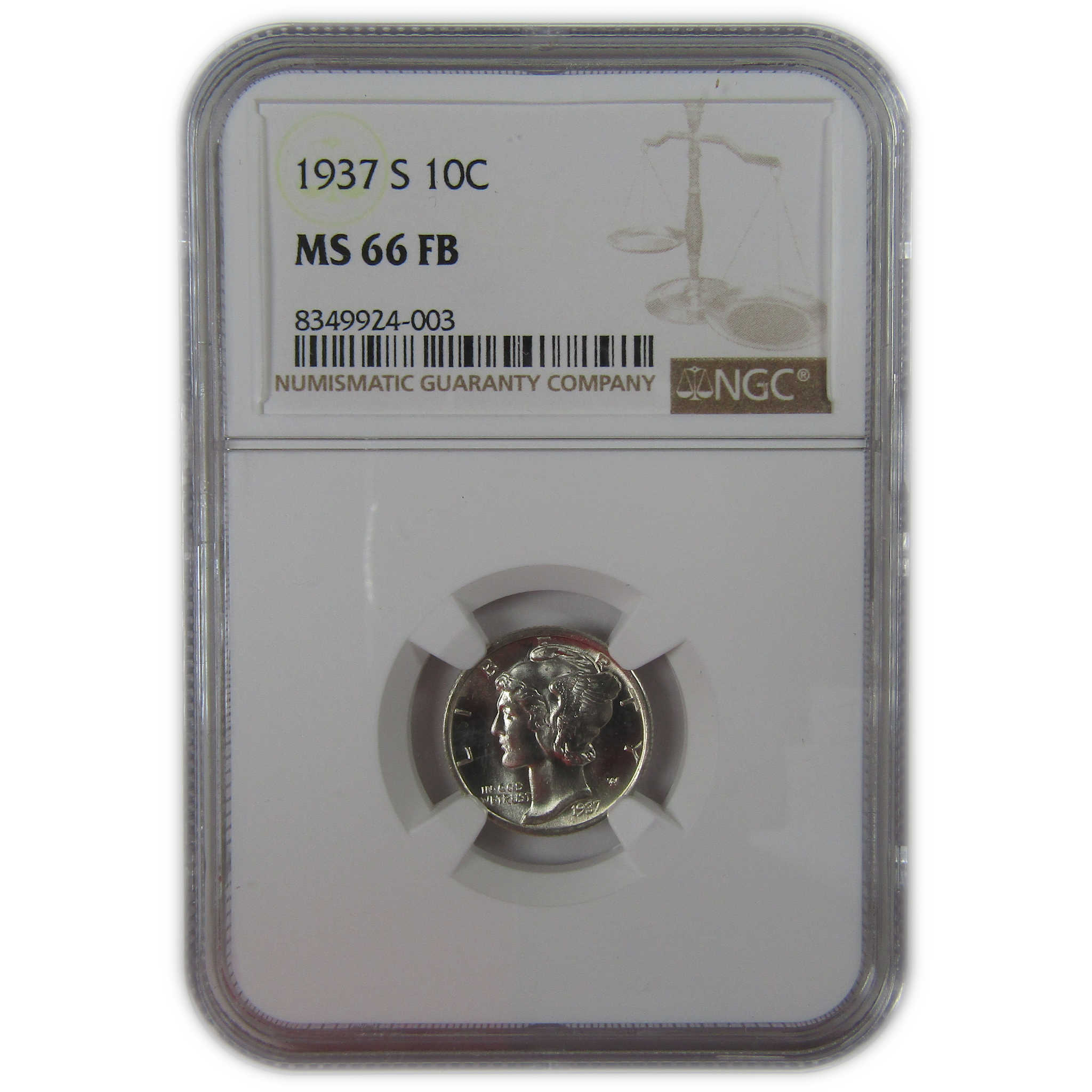 1937 S Mercury Dime MS 66 FB NGC Silver Uncirculated SKU:I23190