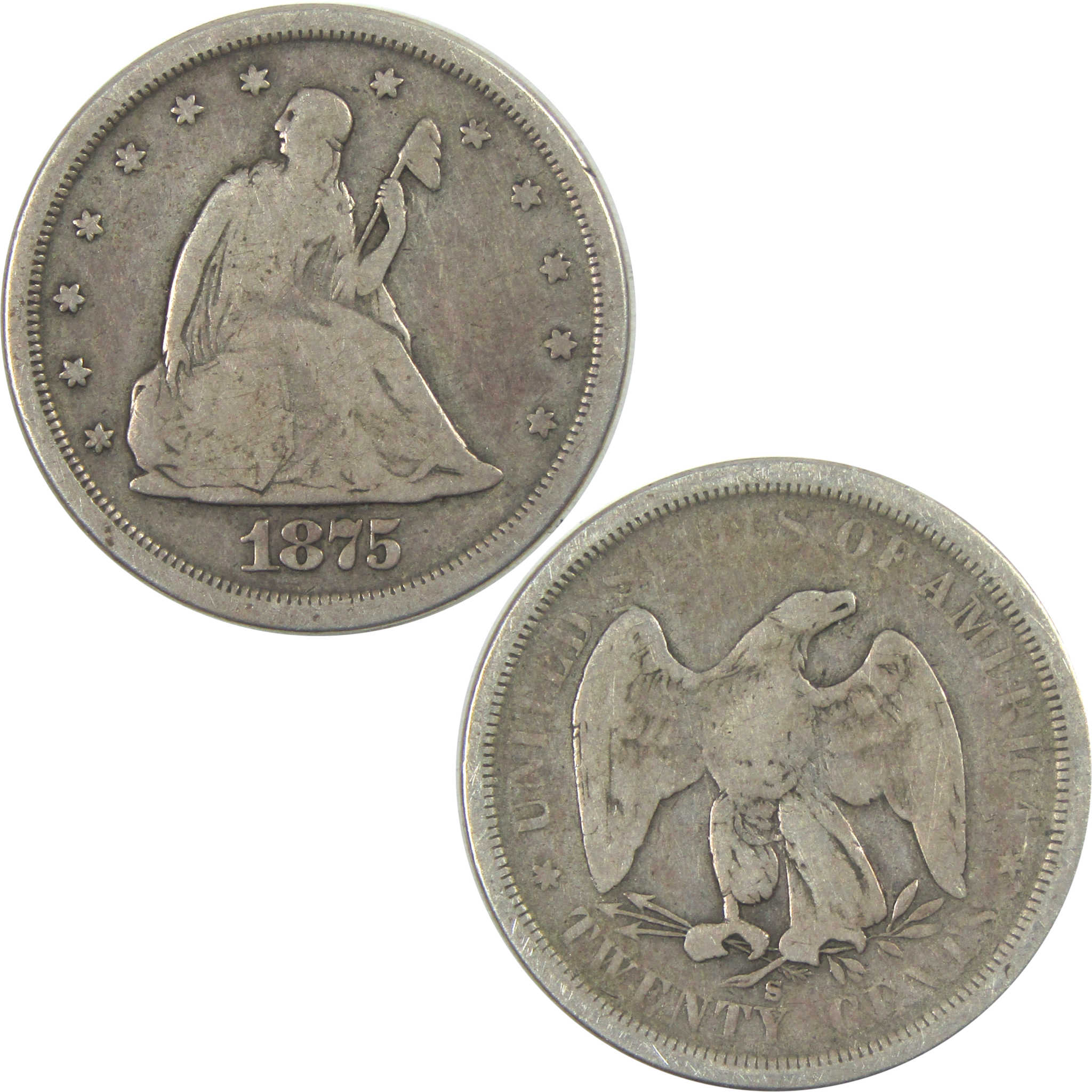 1875 S Seated Liberty Twenty Cent Piece G Good Silver 20c SKU:I15406