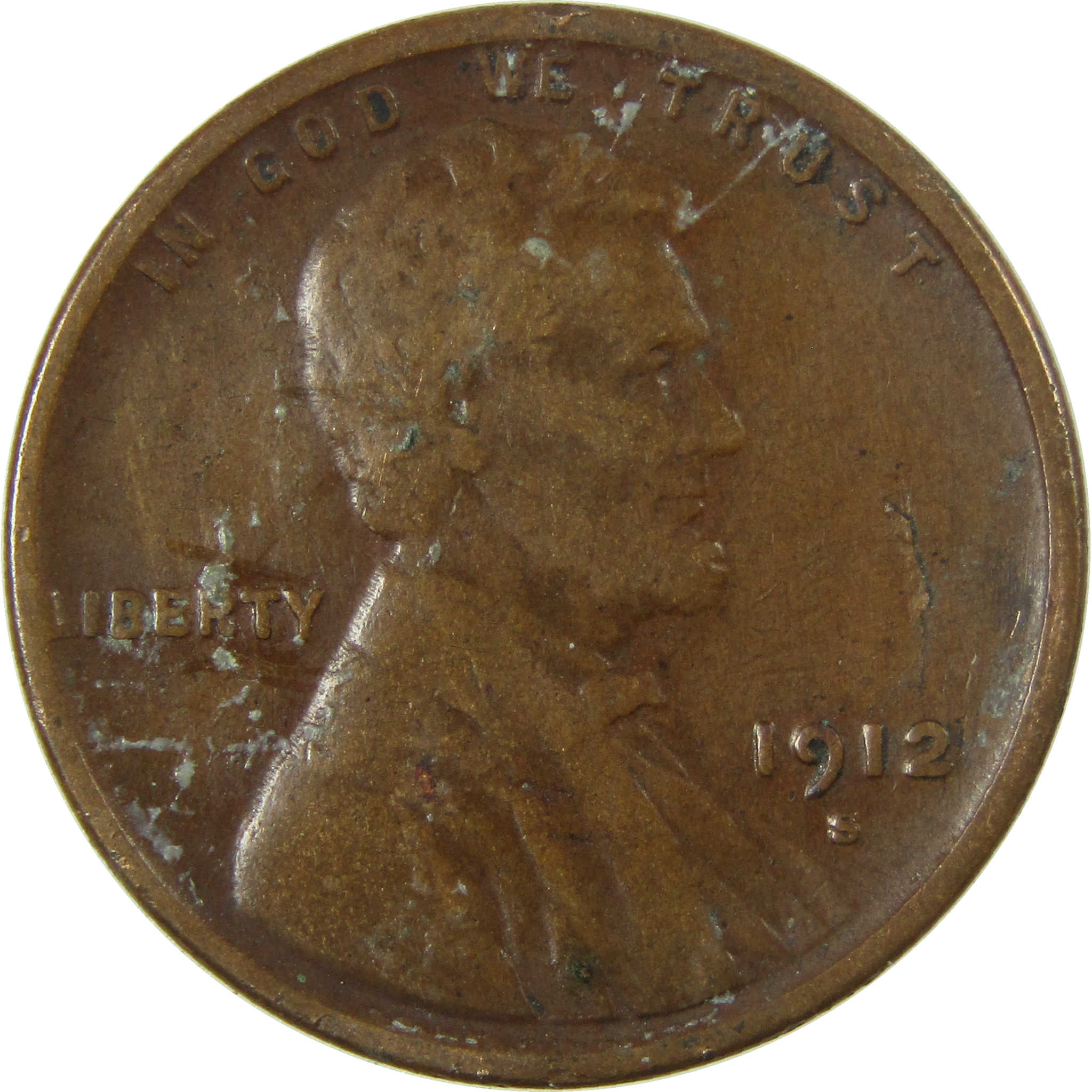 1912 S Lincoln Wheat Cent F Fine Penny 1c Coin SKU:I26854