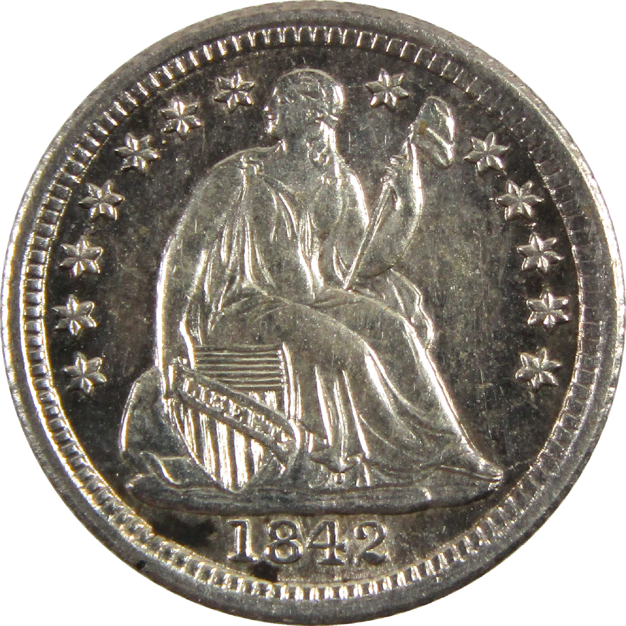 1842 Seated Liberty Half Dime Uncirculated Details Silver SKU:CPC6169