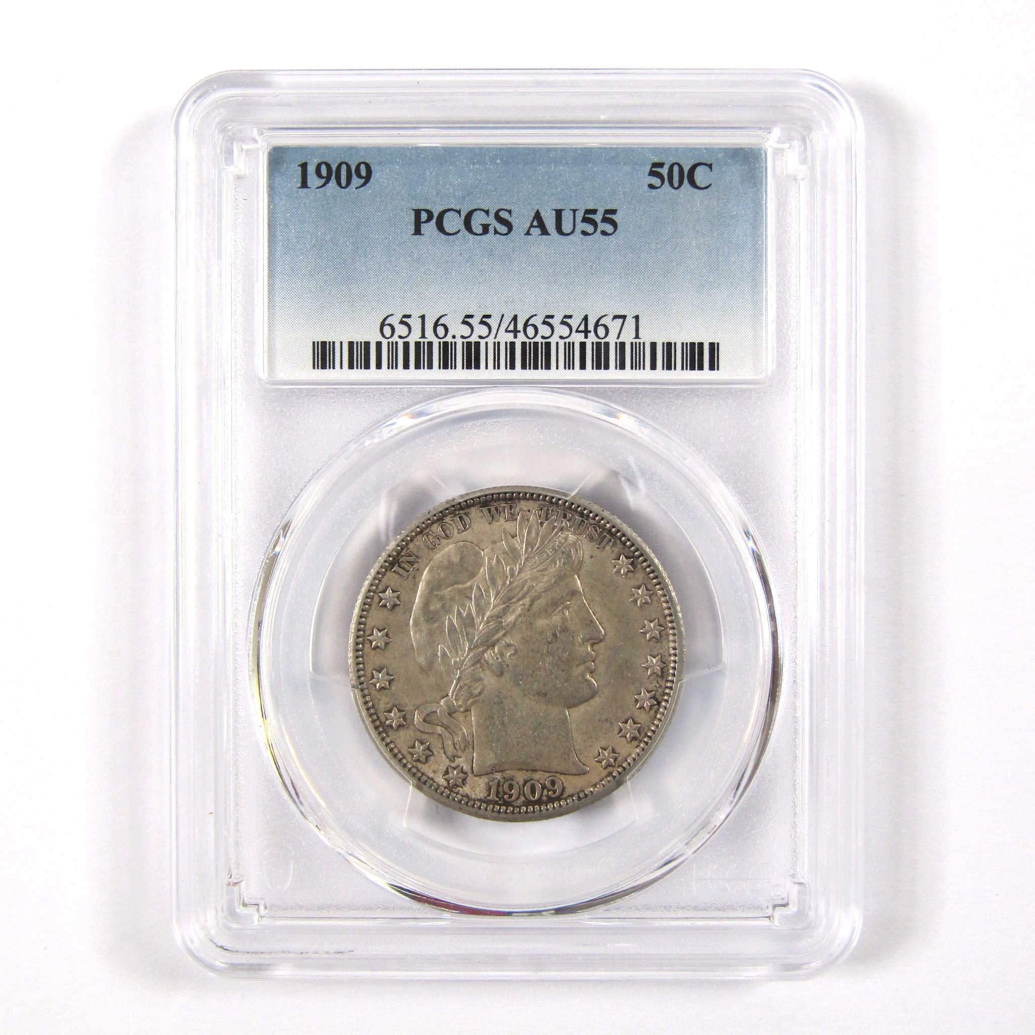 1909 Barber Half Dollar AU 55 PCGS 90% Silver 50c Coin SKU:I8045
