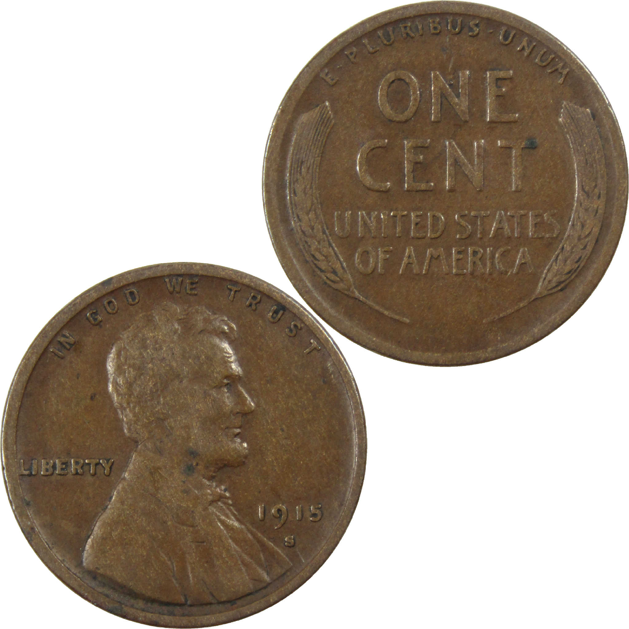 1915 S Lincoln Wheat Cent VF Very Fine Penny 1c Coin SKU:I12180