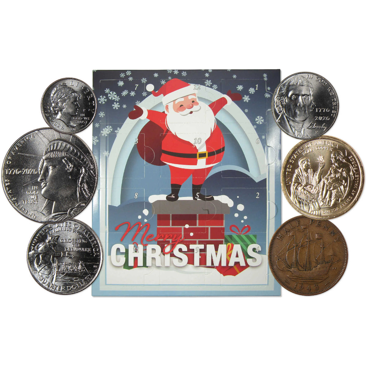 2026 Merry Christmas 12 Day Advent Calendar with 12 Collectible Coins
