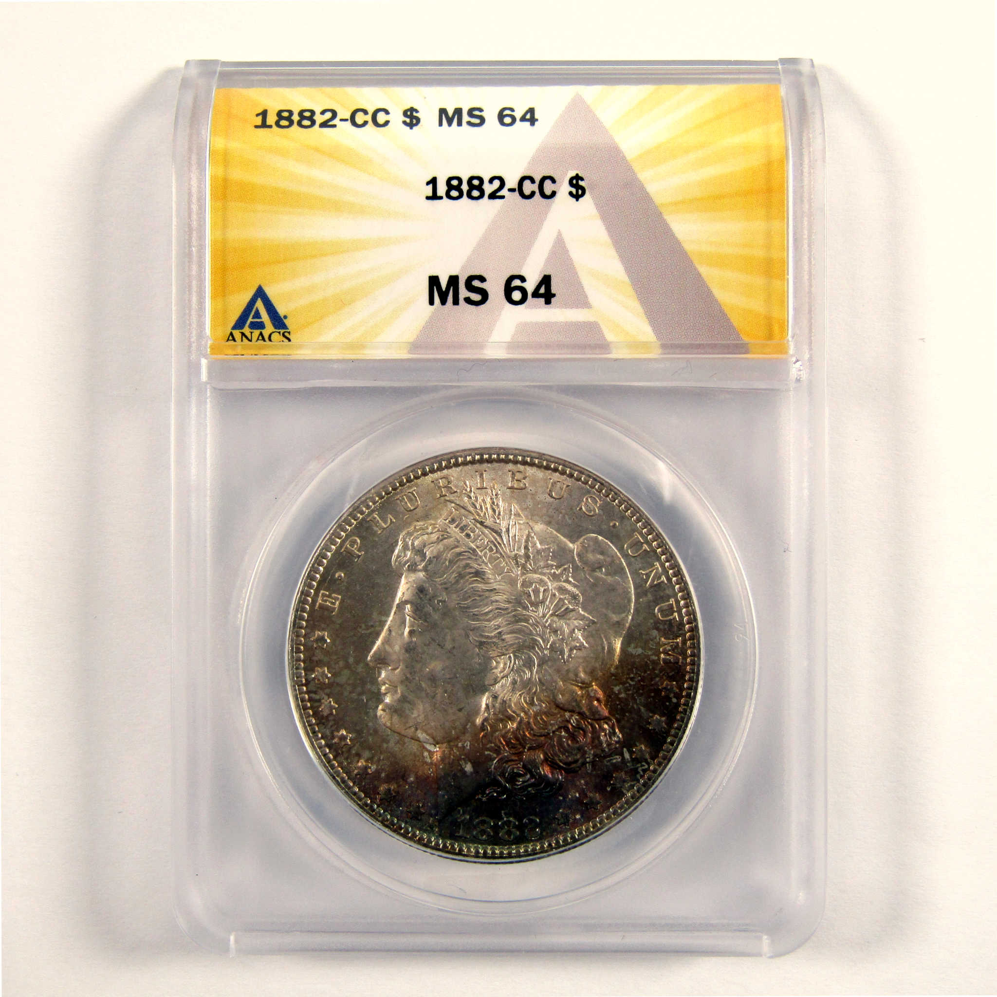 1882 CC Morgan Dollar MS64 ANACS 90% Silver $1 Unc Toned SKU:I11061