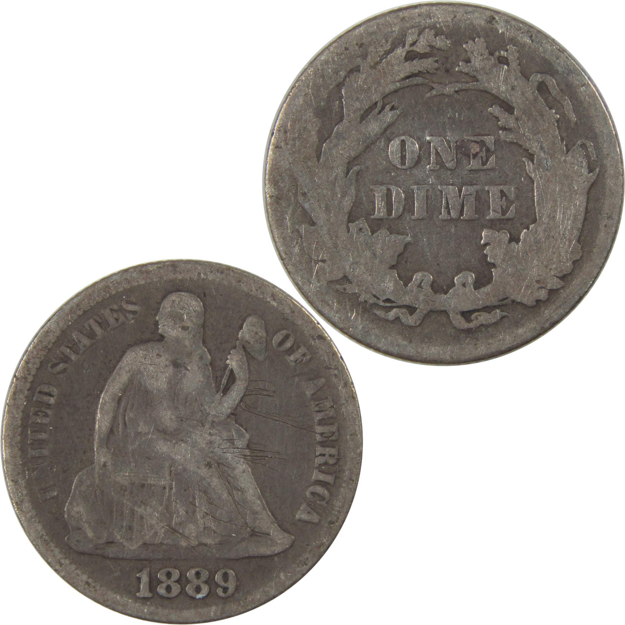 1889 Seated Liberty Silver Dime VG Very Good Details SKU:I24061